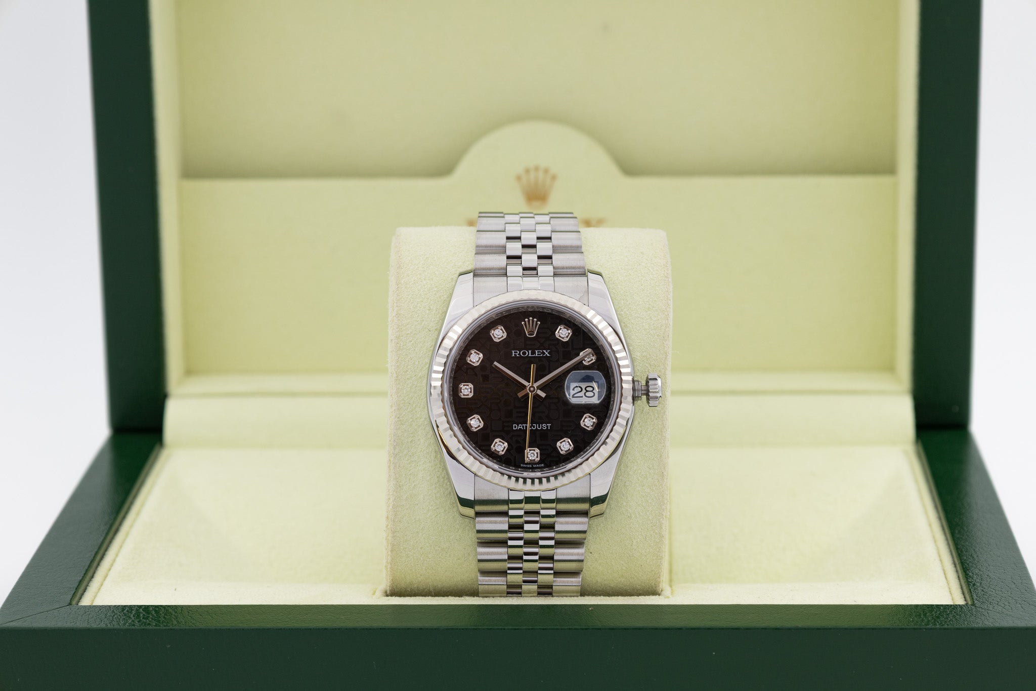 Rolex Datejust 116234 quadrante Anniversario Nero e diamanti del 2012