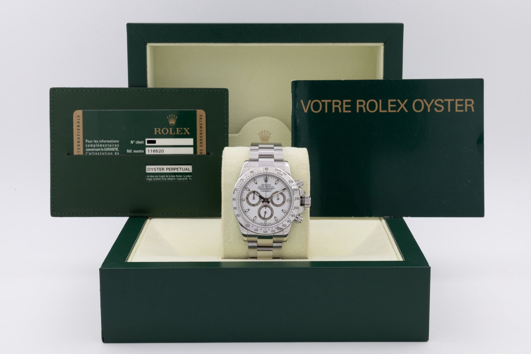 Rolex Daytona 116520 quadrante Bianco Luminova del 2008