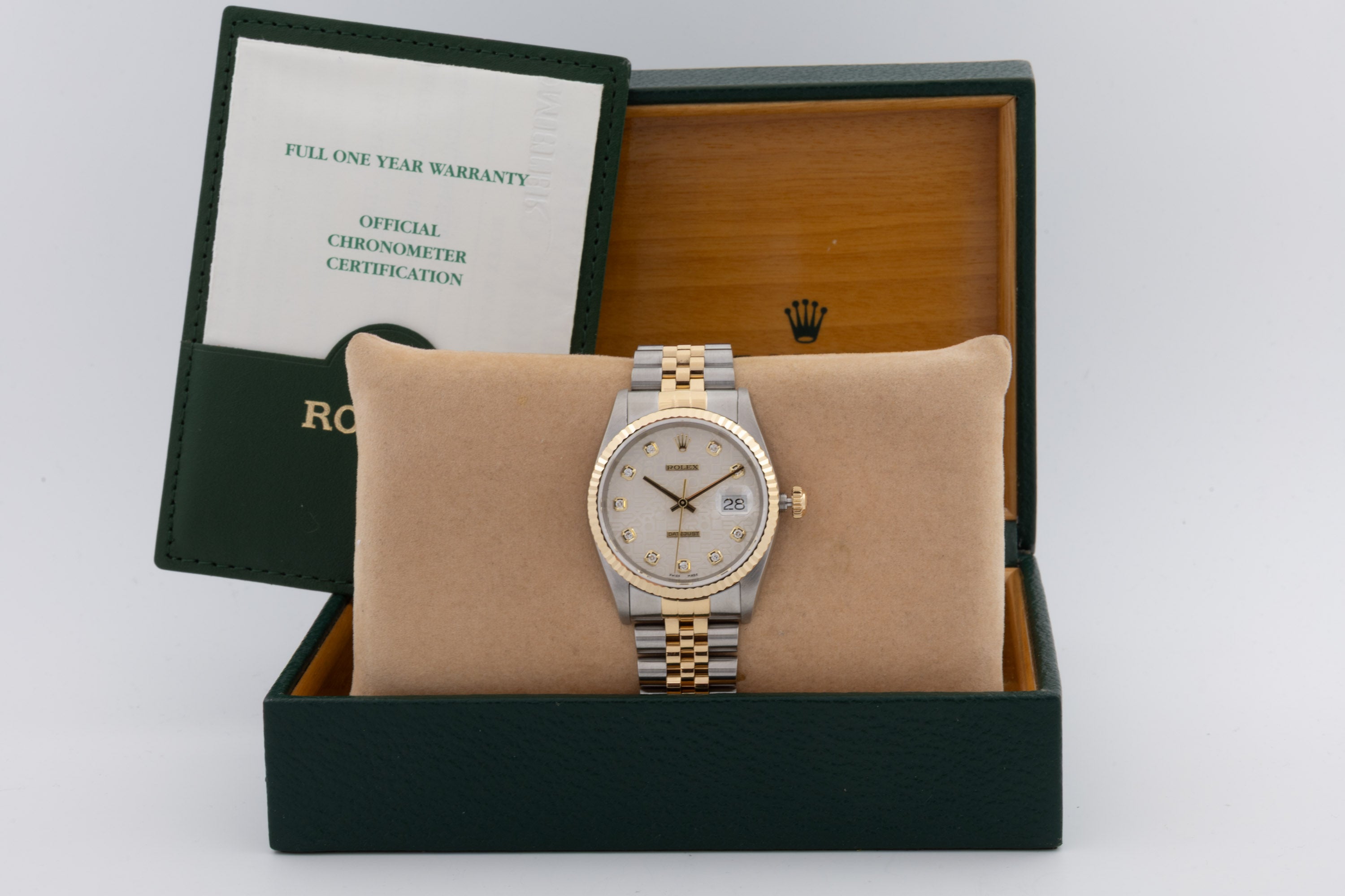 Rolex Datejust 16233G quadrante Silver Anniversario con diamanti del 2002