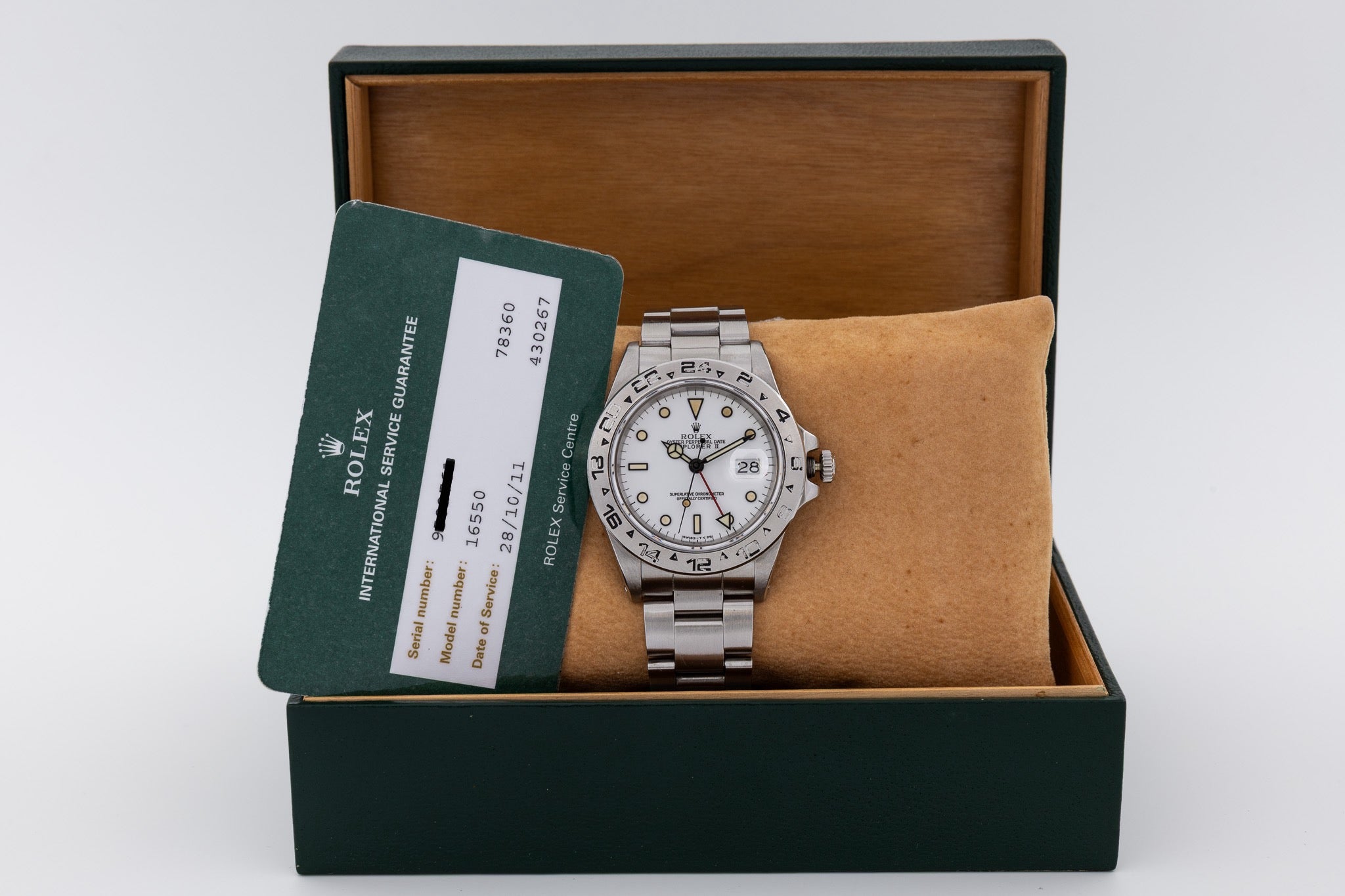 Rolex Explorer II 16550 quadrante bianco Chicchi di Mais del 1986