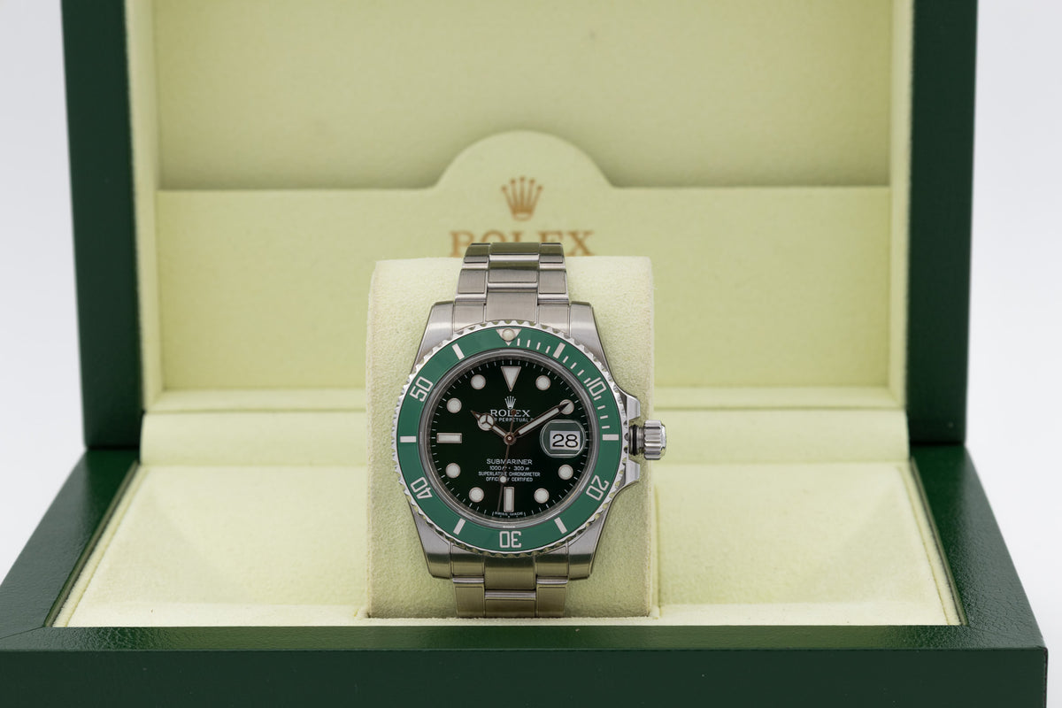 Rolex Submariner Date 116610LV Hulk del 2014 Italia + service Rolex