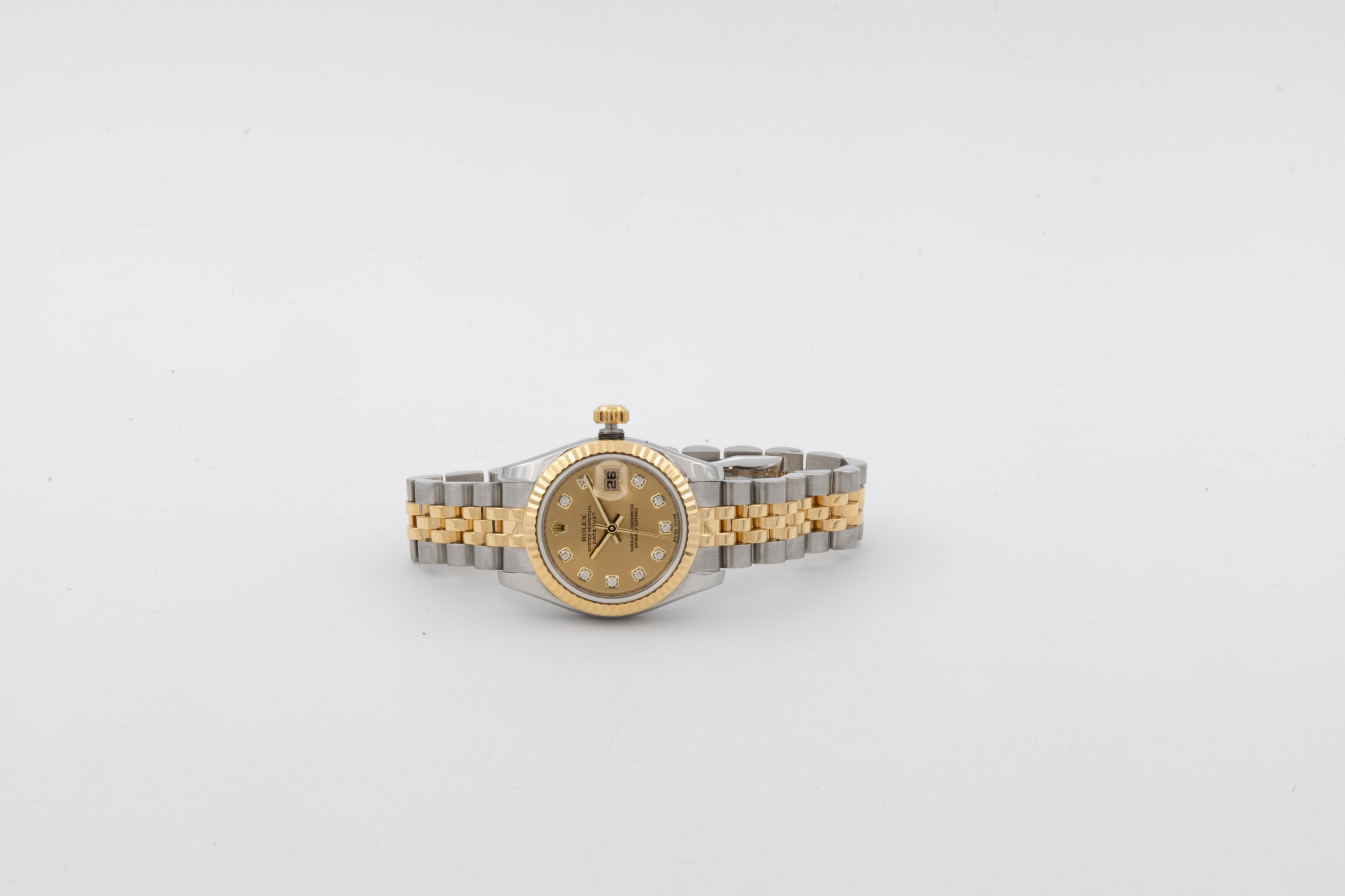 Rolex Lady Datejust 179173 G quadrante champagne e diamanti del 2008