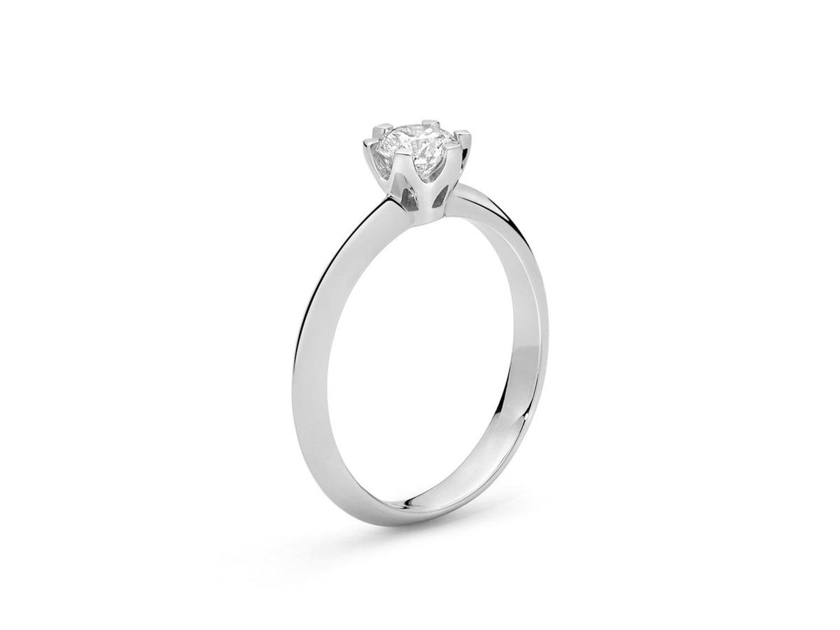Anello solitario oro bianco e diamanti, Miluna