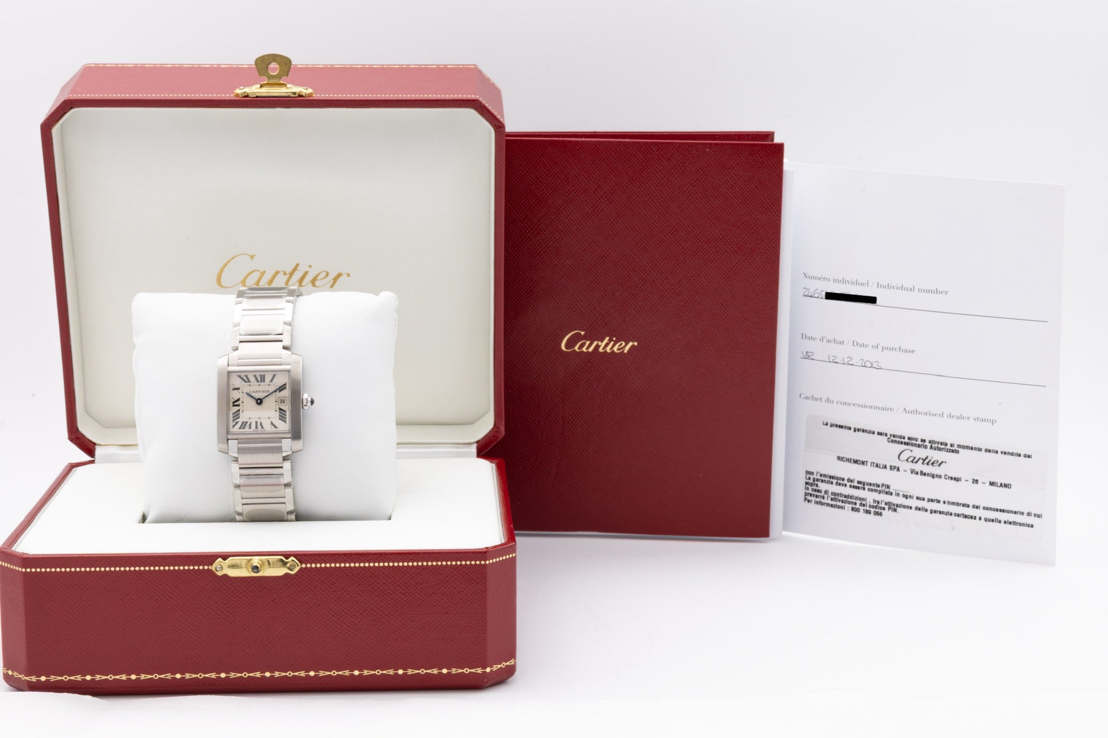Cartier Tank Française data - Italia NOS