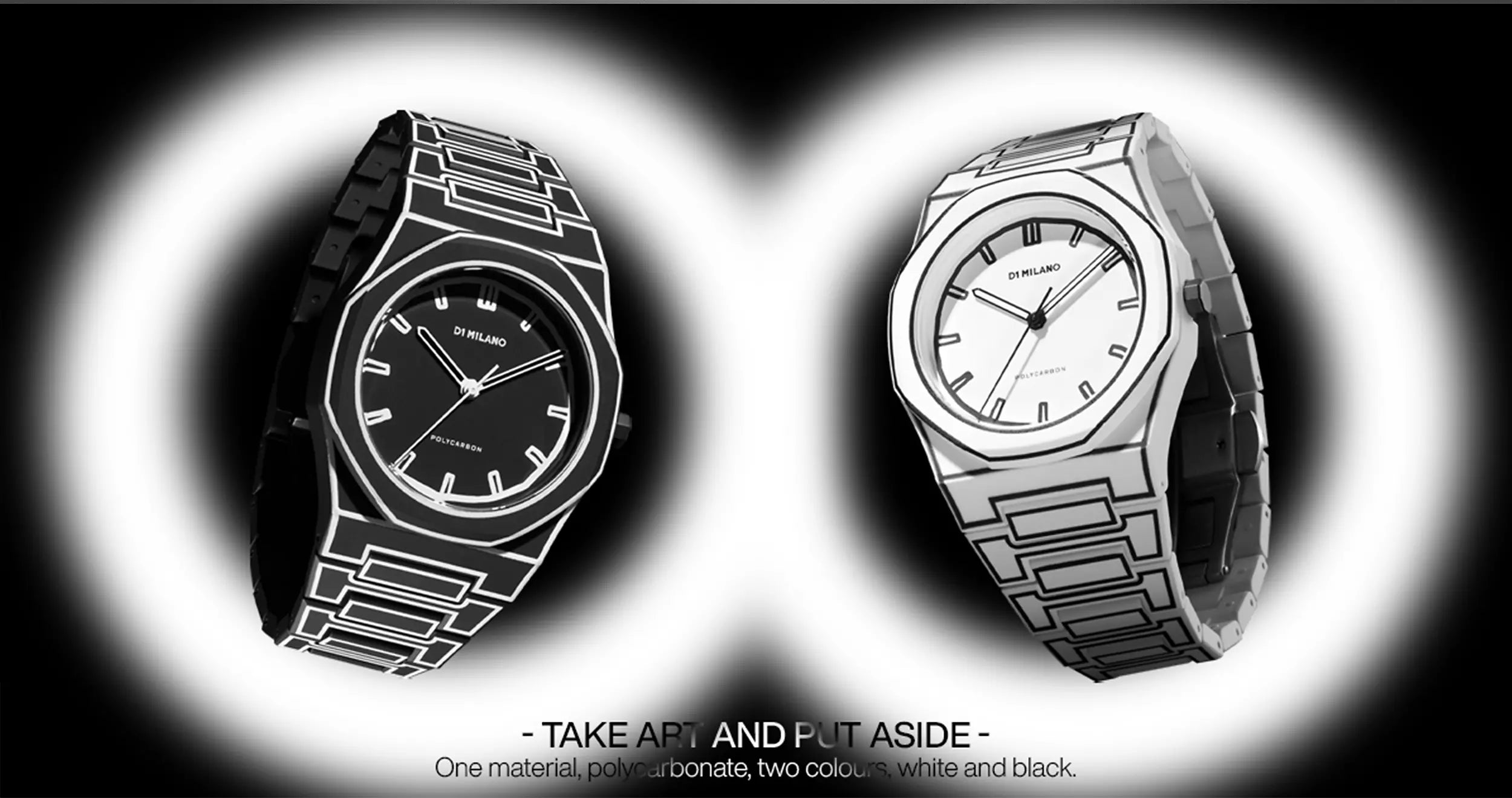 Orologio Polycarbon, Black Sketch, 40,5 mm, D1 Milano