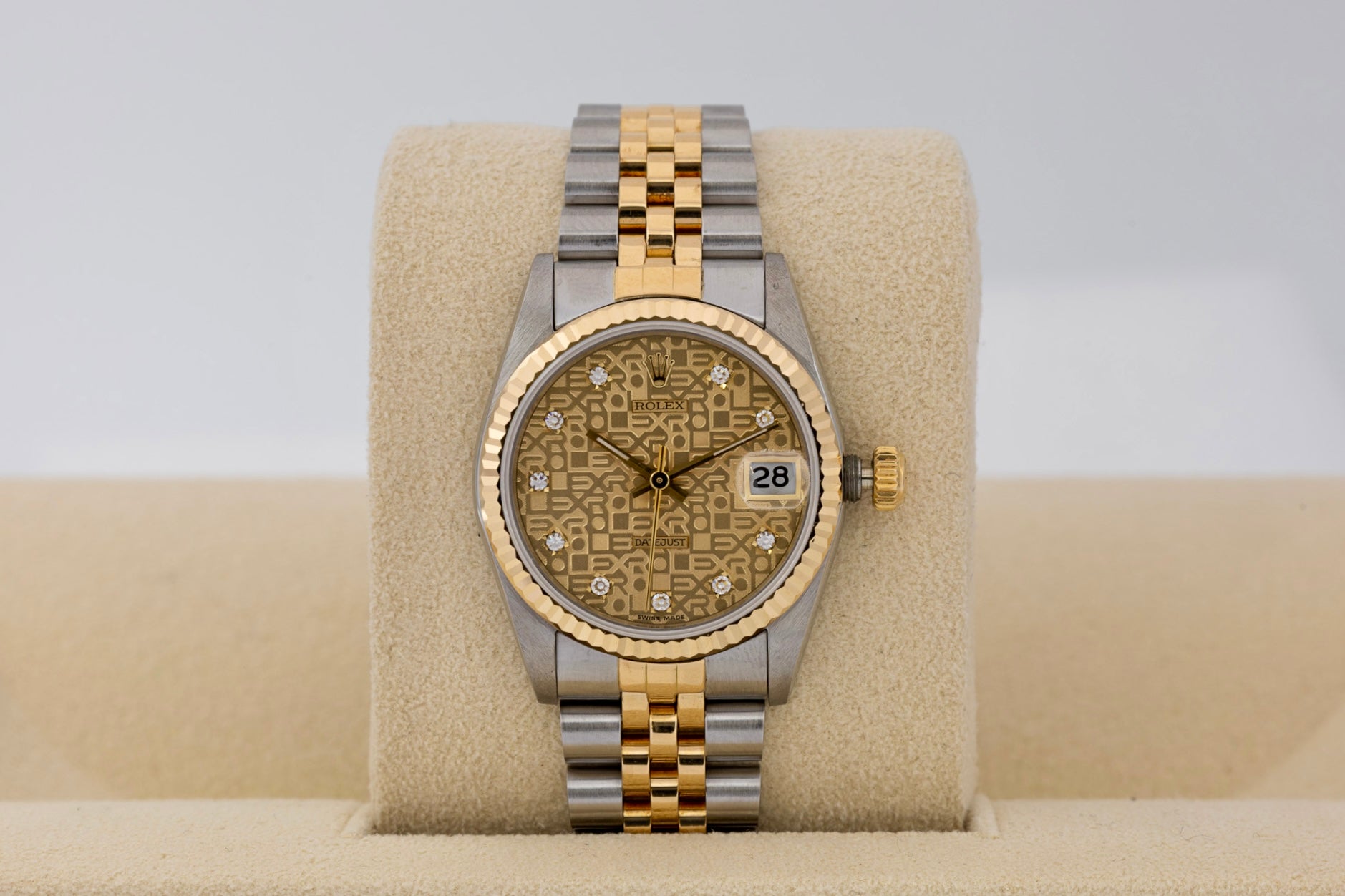 Rolex Datejust 68273G quadrante champagne anniversario e diamanti del 1995