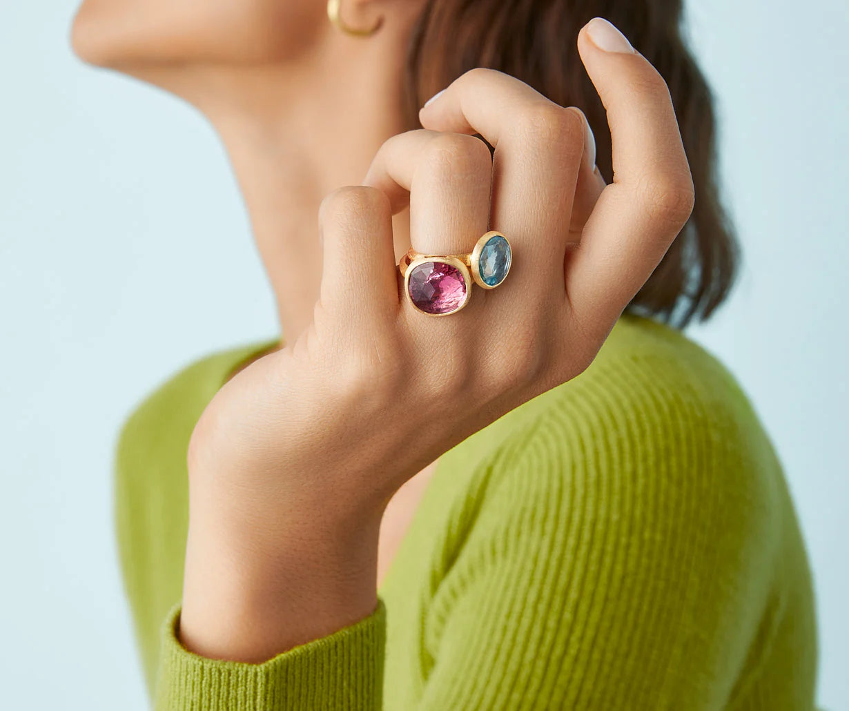 Anello con topazio azzurro, modello piccolo, Jaipur, Marco Bicego