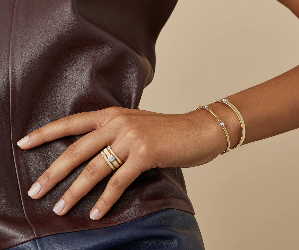 Bracciale sottile con tre pavé di diamanti, Masai, Marco Bicego
