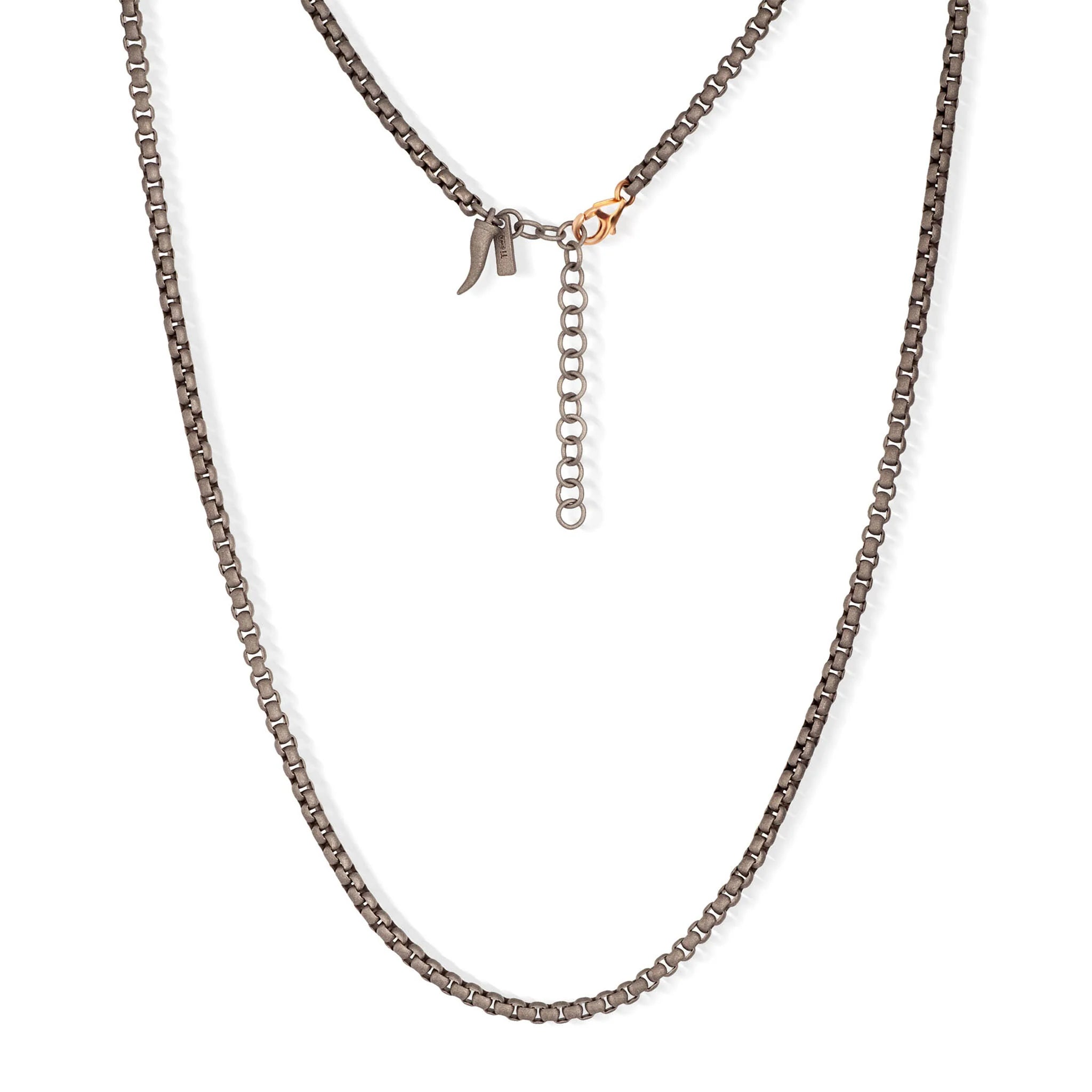 Collana uomo con catena in titanio e oro rosa 9 kt, Mano J