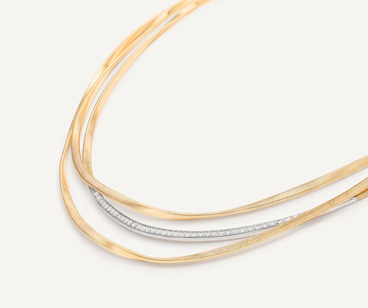 Collana a tre fili in oro giallo con inserto di diamanti, Marrakech New, Marco Bicego