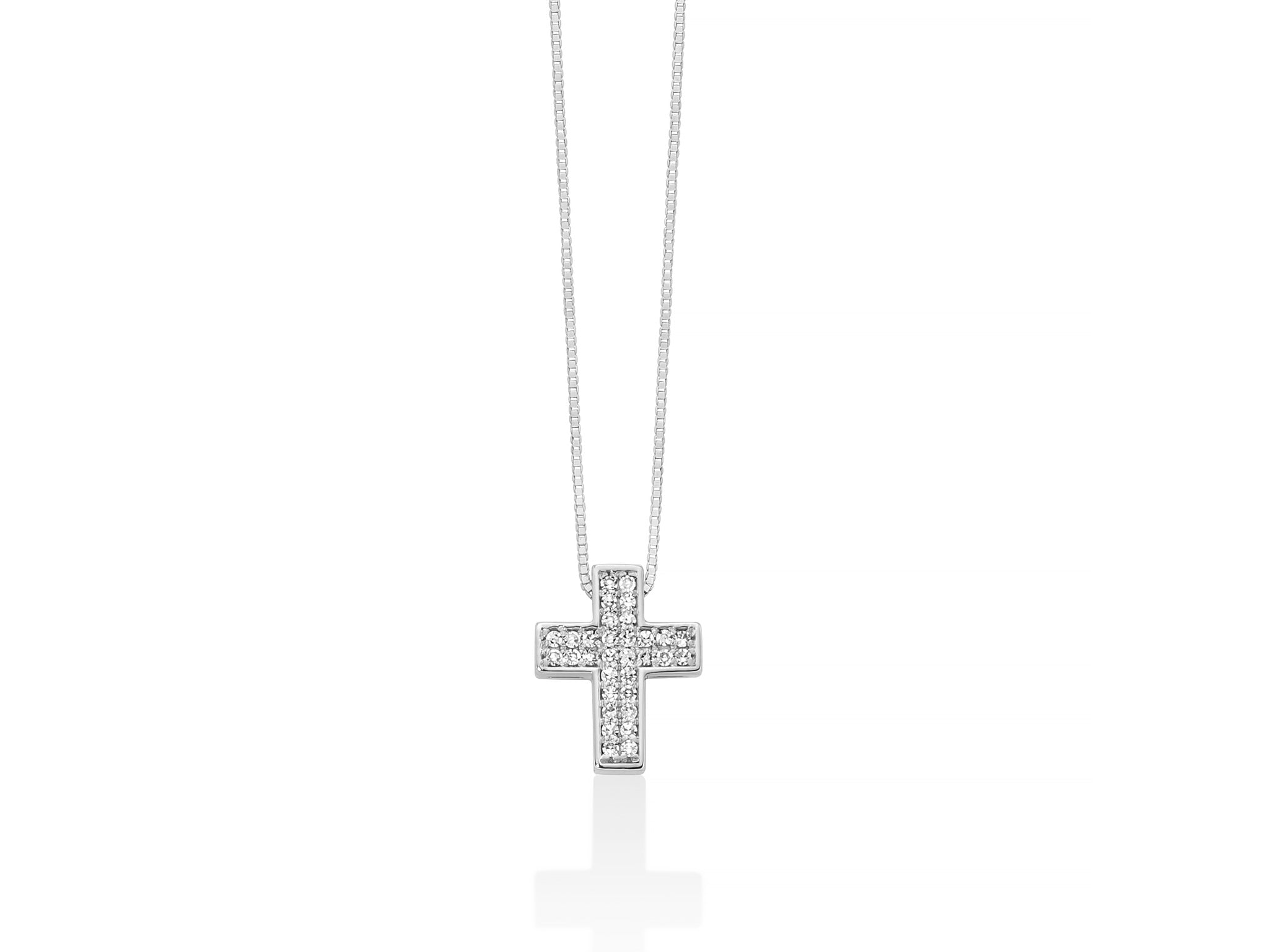 Collana croce in oro bianco e diamanti, Miluna