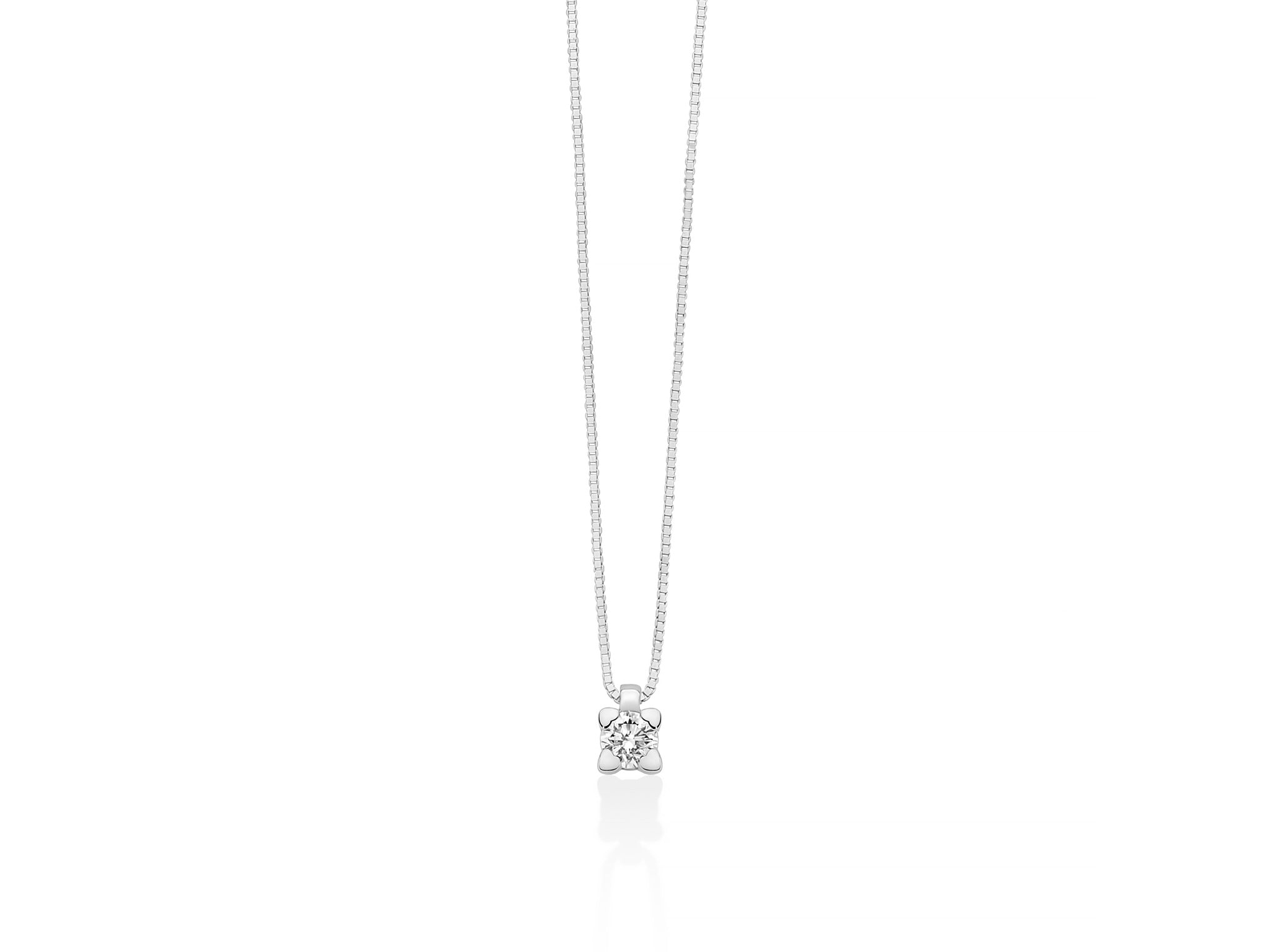 Collana punto luce in oro bianco e diamanti, Miluna