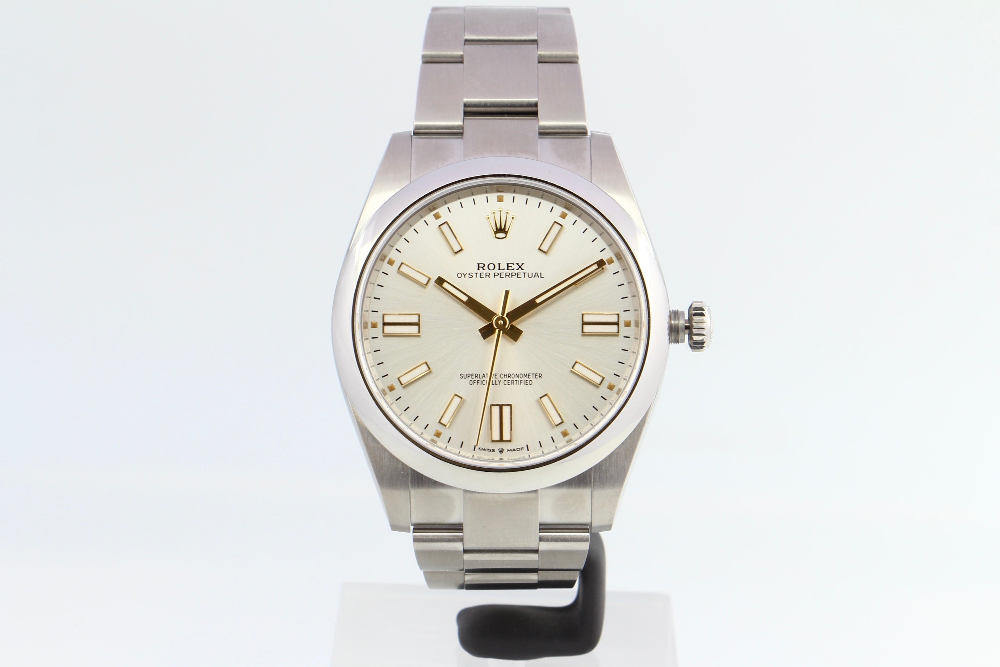 Rolex Oyster Perpetual 124300 silbernes Sonnenschliff-Zifferblatt von 2024