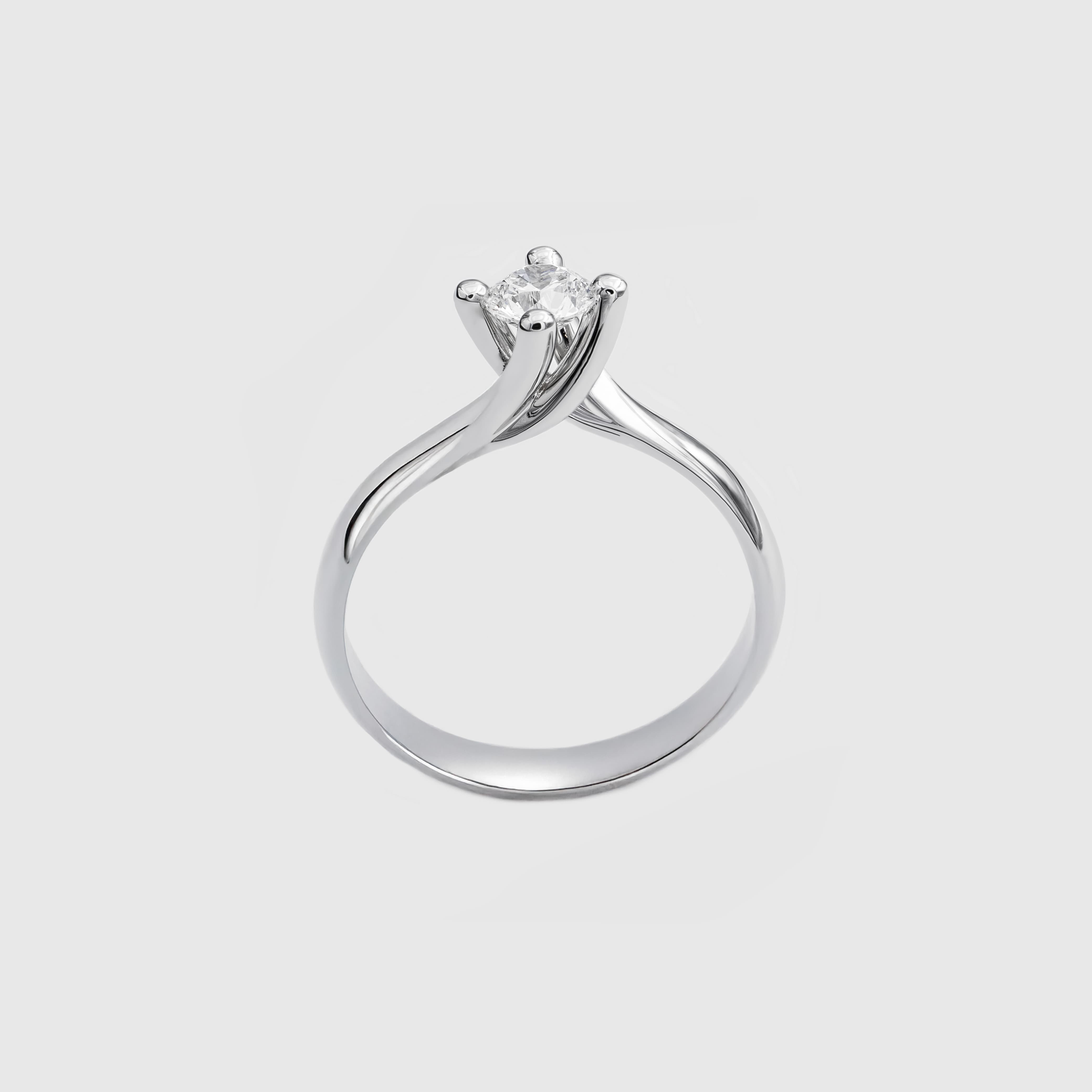 Anello solitario Twist of Love in oro bianco e diamante ct. 1,00 Ferro Atelier