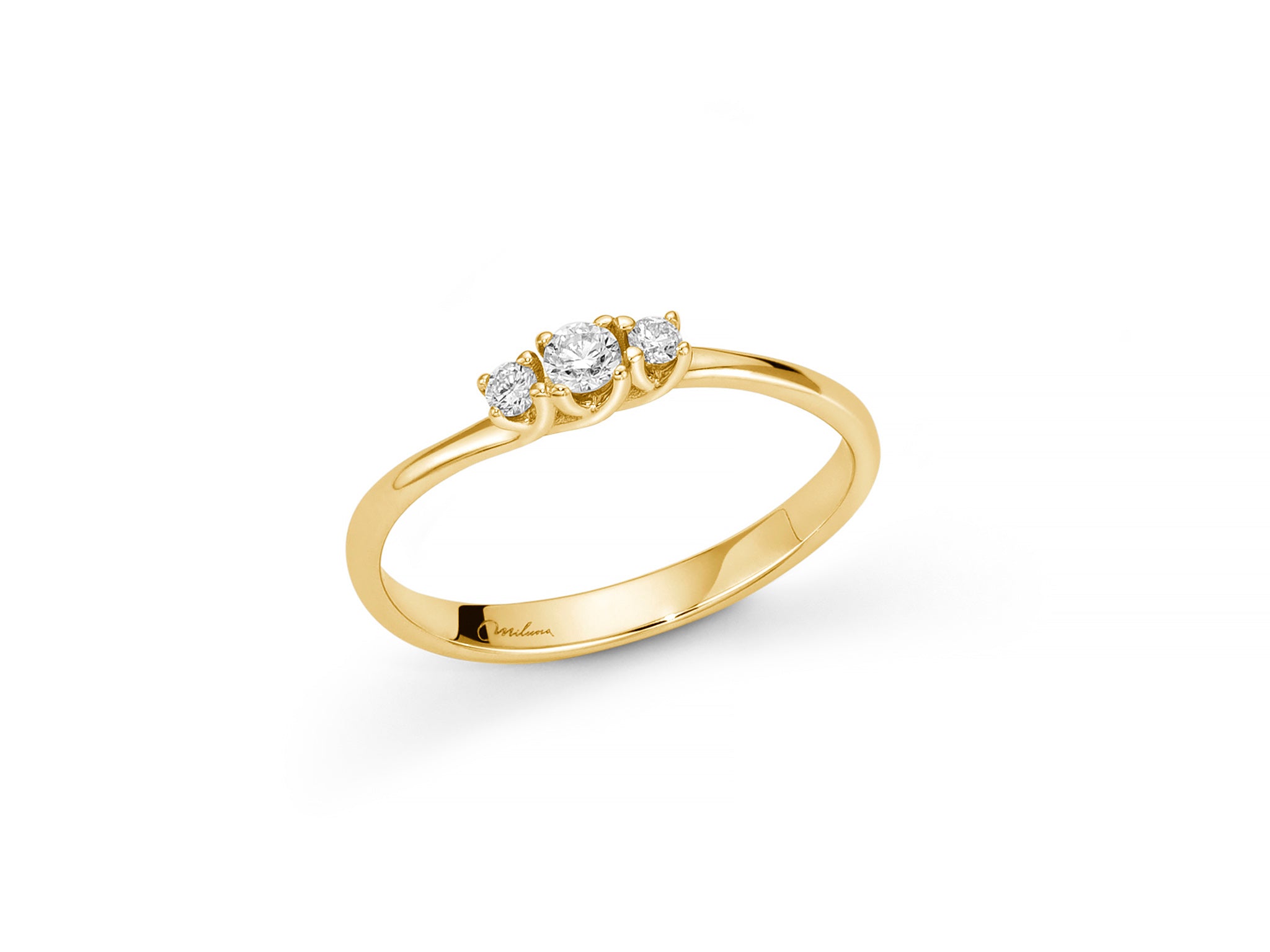 Anello trilogy oro giallo e diamanti, Miluna