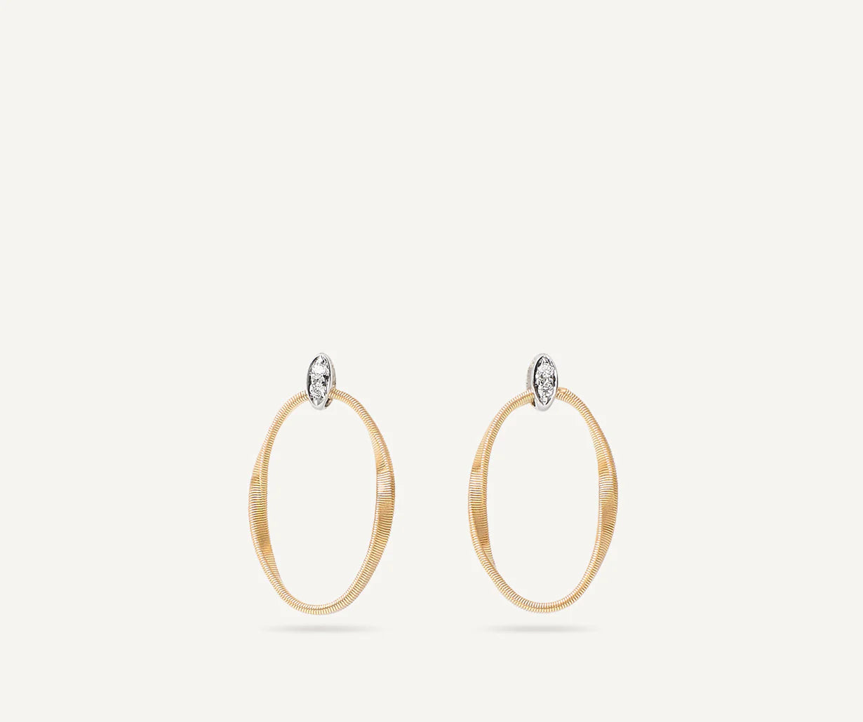 Chandelier earrings with concentric ovals and diamonds, Marrakech Onde, Marco Bicego