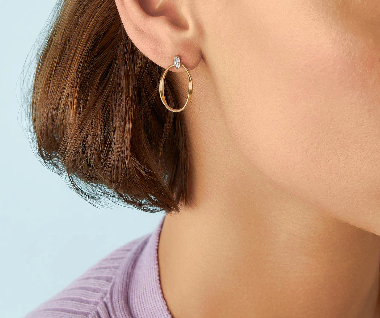 Chandelier earrings with concentric ovals and diamonds, Marrakech Onde, Marco Bicego