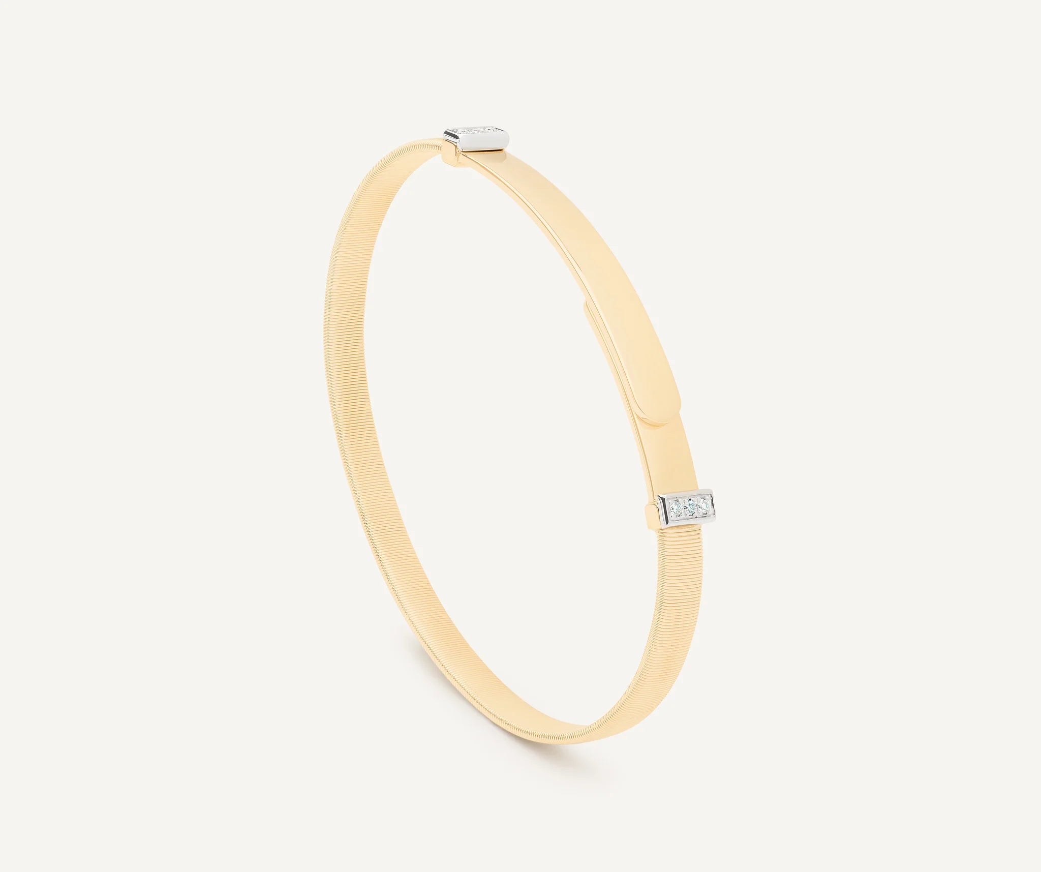 Miore Bracciale Bangle Oro 9kt 375 Con 2 Diamanti Naturali 0,11 Ct - Gioiello Donna Scatola Regalo