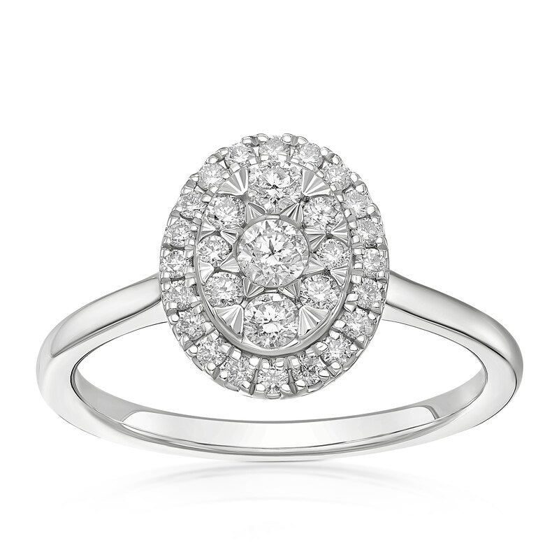 Fantasy solitaire ring in white gold and diamonds, Ferro