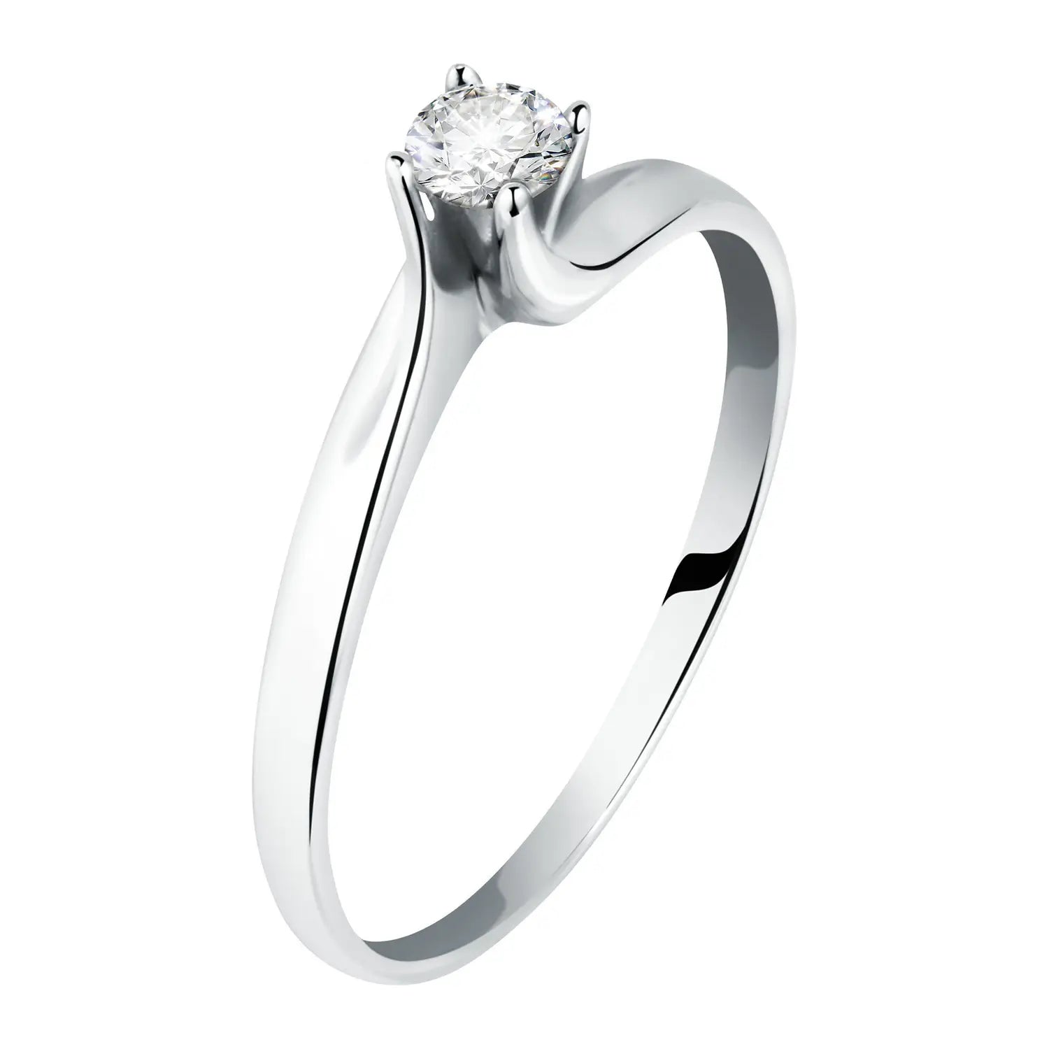 Solitaire ring in white gold and diamonds, Miluna