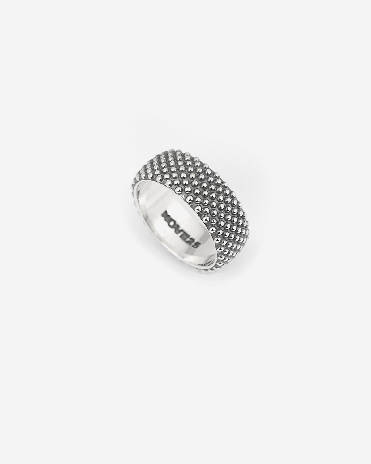 Anello in argento, fascia puntinata, Nove25