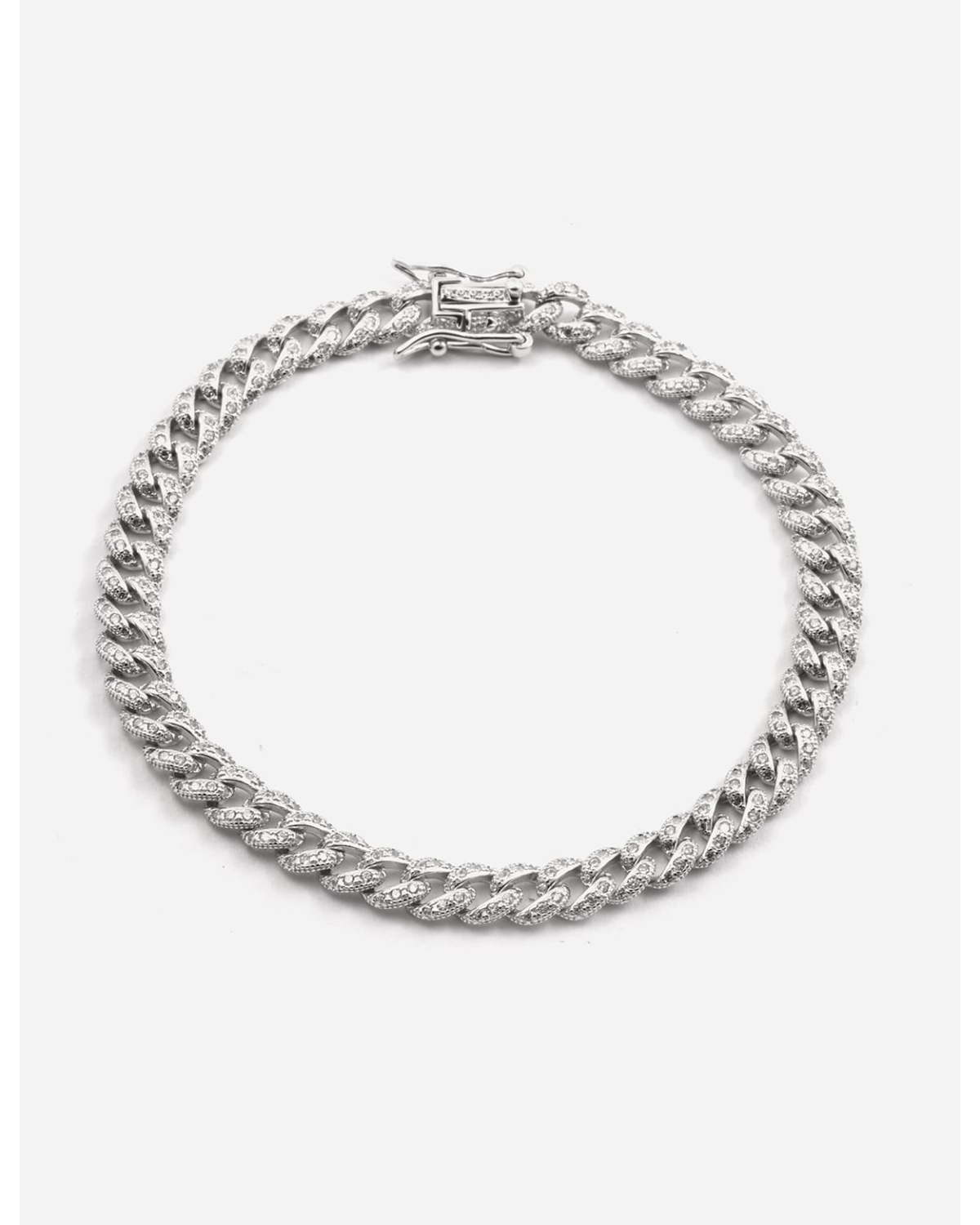 Silver bracelet, square curb with thread plate, Nove25