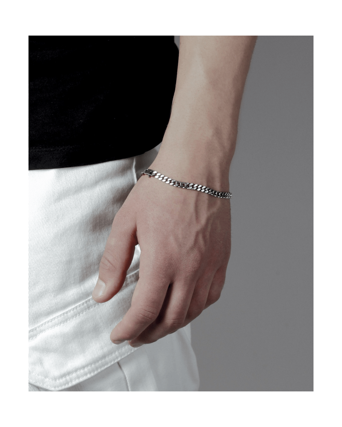 Bracciale in argento, grumetta quadrata filo 250, Nove25
