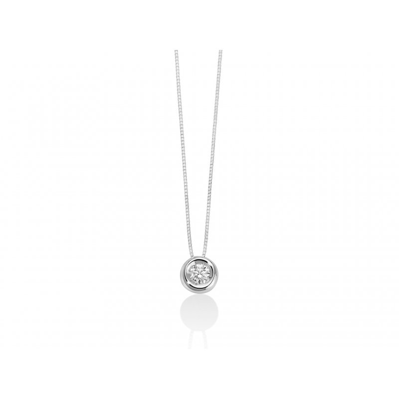Collana punto luce in oro bianco e diamanti, Miluna