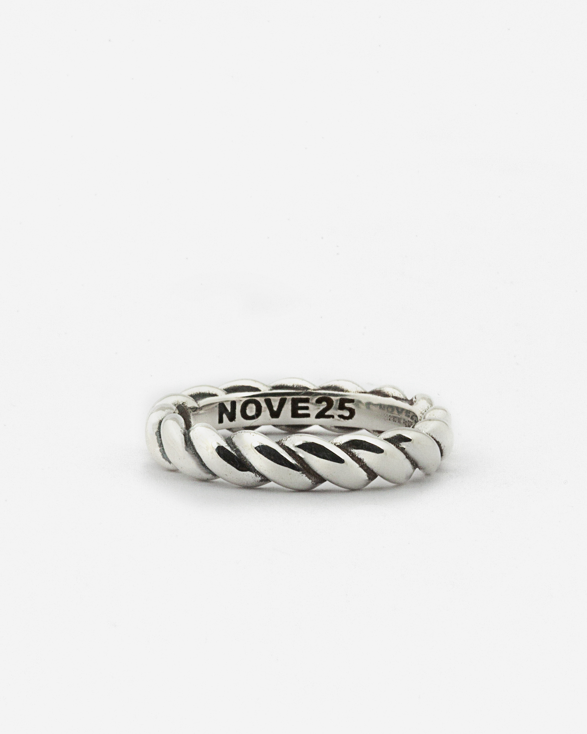 Anello in argento, fedina corda, Nove25