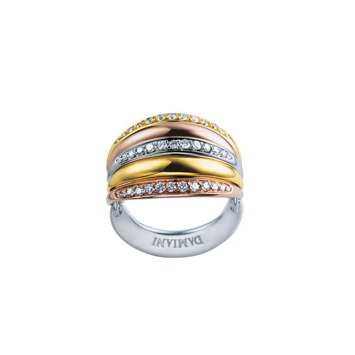 White, pink and yellow gold ring with diamonds Gaia, Damiani