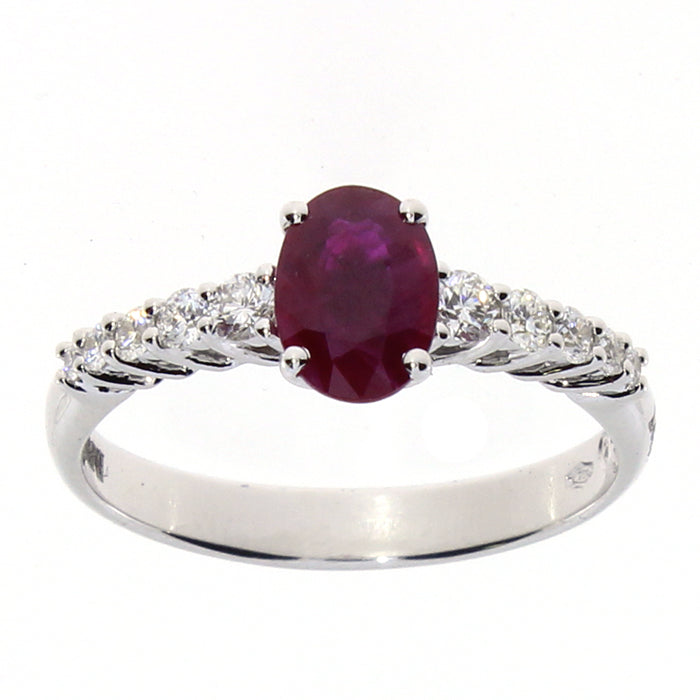White gold ring with ruby and diamonds Special Classic, Damiani