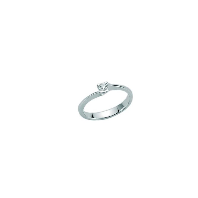 Anello solitario oro bianco e diamanti, Miluna