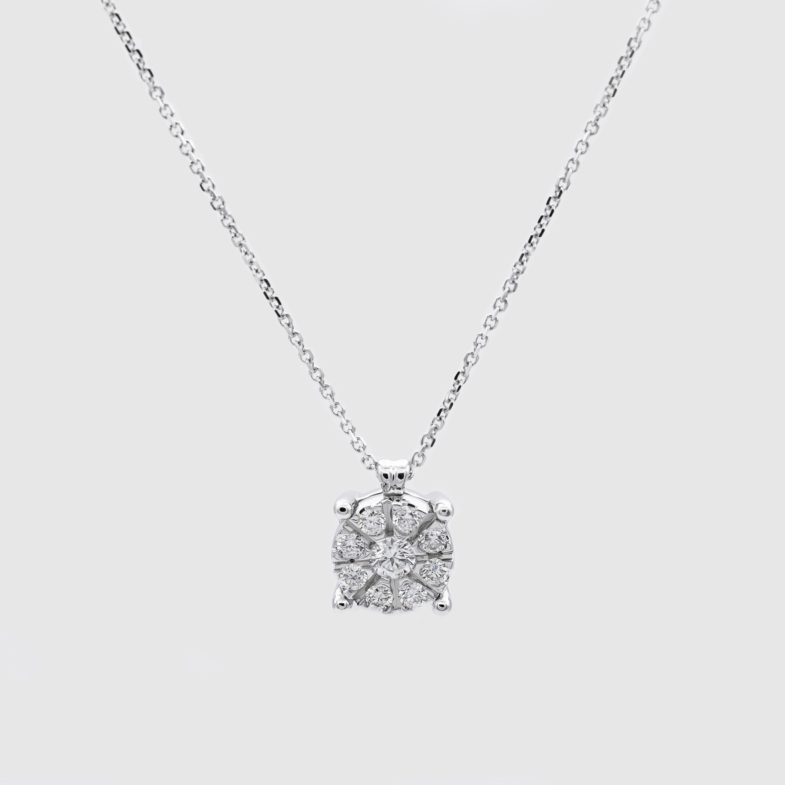 Collana punto luce Flower in oro bianco e diamanti ct. 0,26 Ferro Atelier