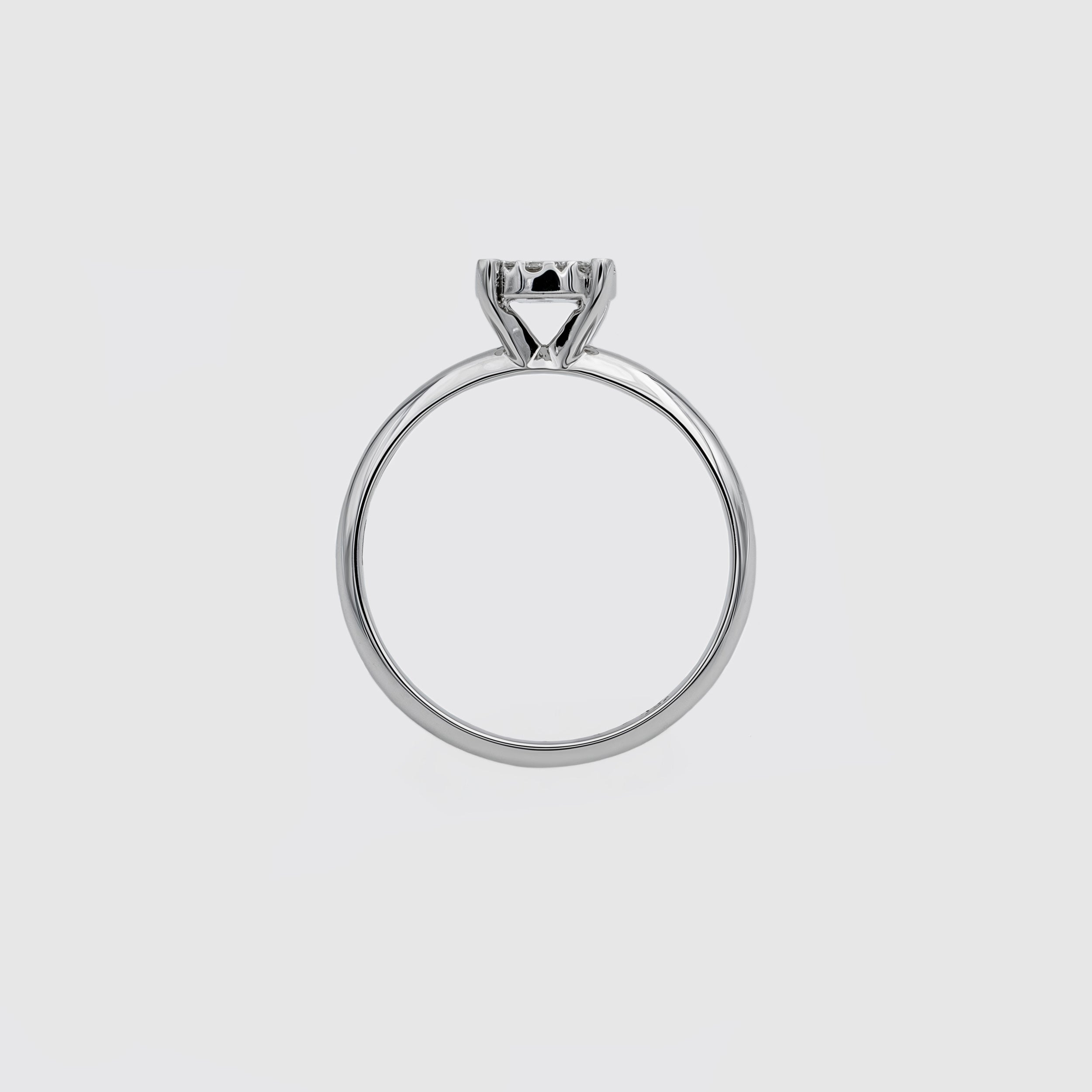 Anello solitario Flower in oro bianco e diamanti ct. 0,05 Ferro Atelier