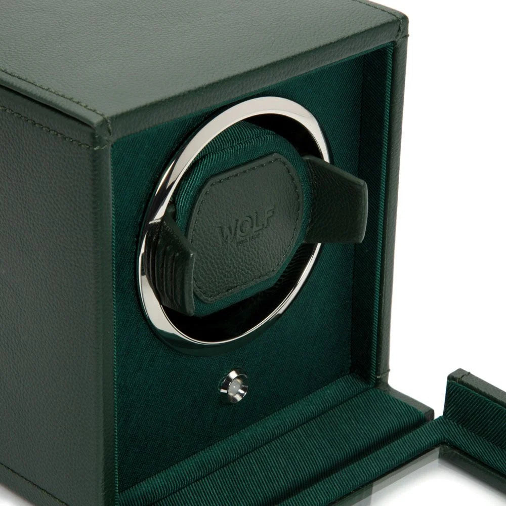 Cub carica orologi singolo con coperchio - Verde, Wolf 1834