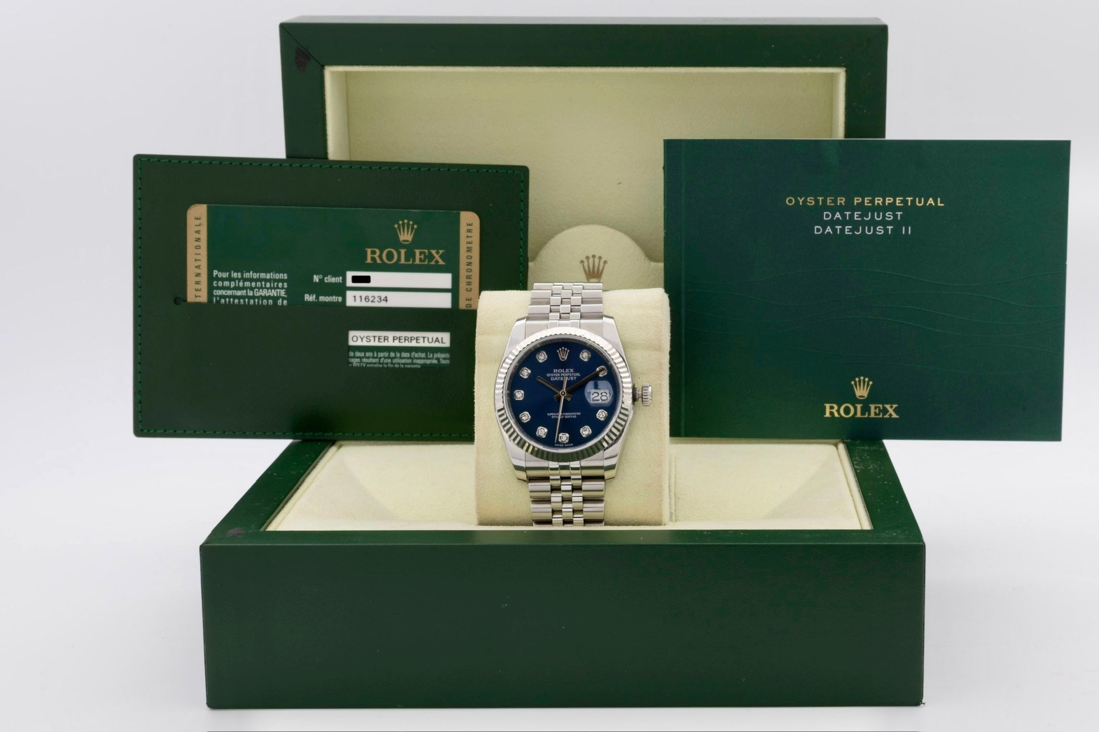 Rolex Datejust 116234 Zifferblatt Blau Roulette aus dem Jahr 2013