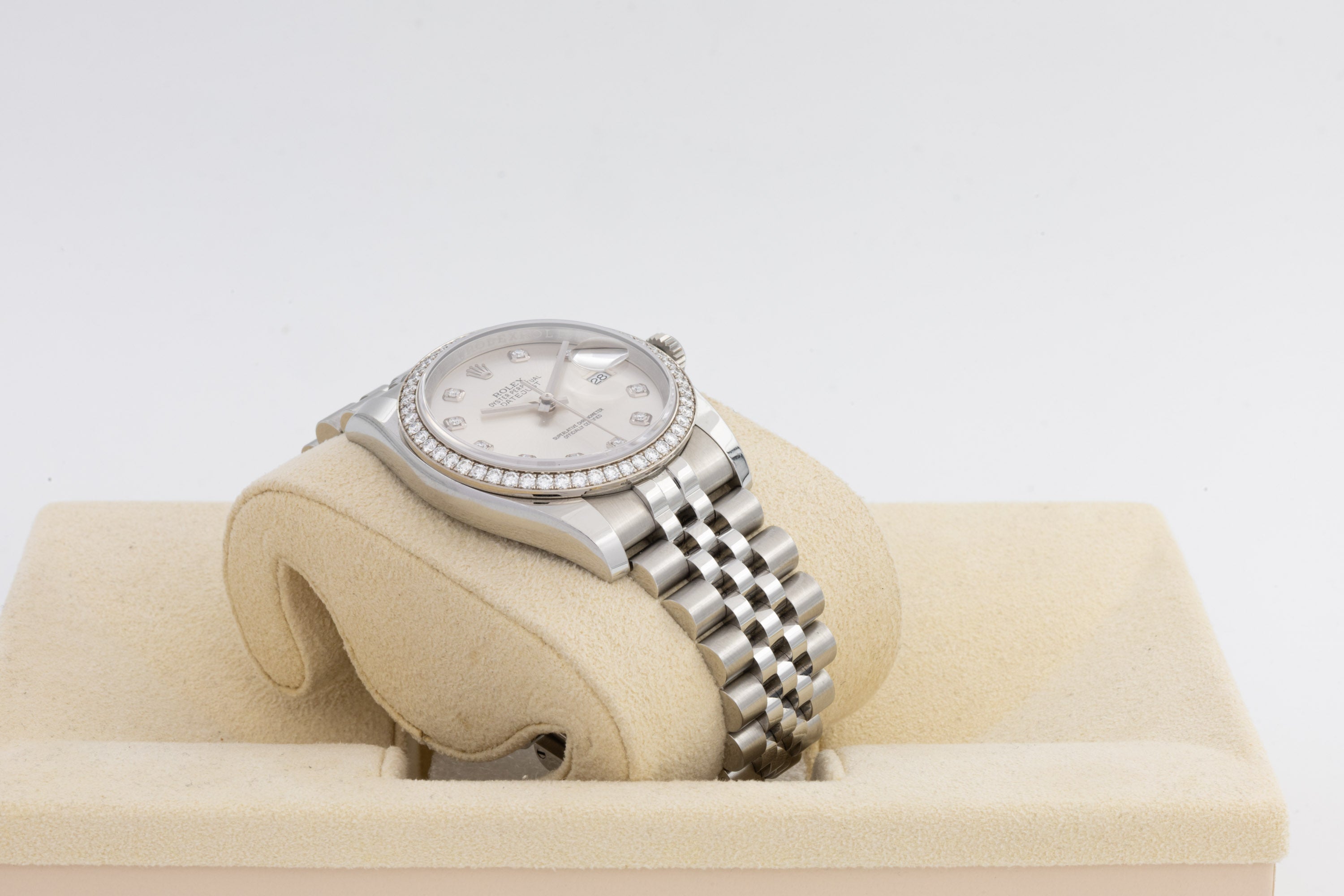 Rolex Datejust 116244 quadrante argento con ghiera e indici Diamanti del 2016 Italia