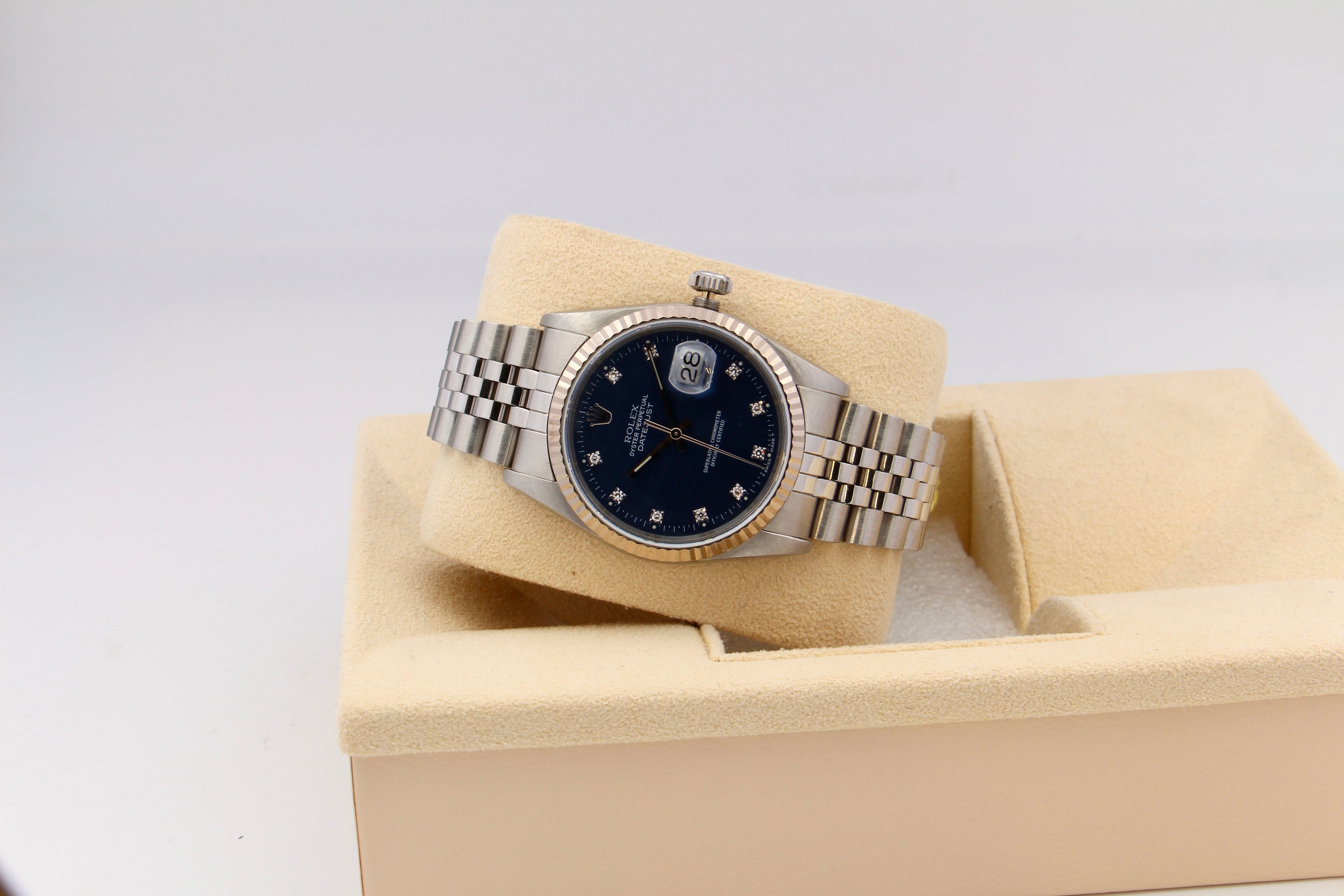 Rolex Datejust 16234 quadrante blu e diamanti del 1998