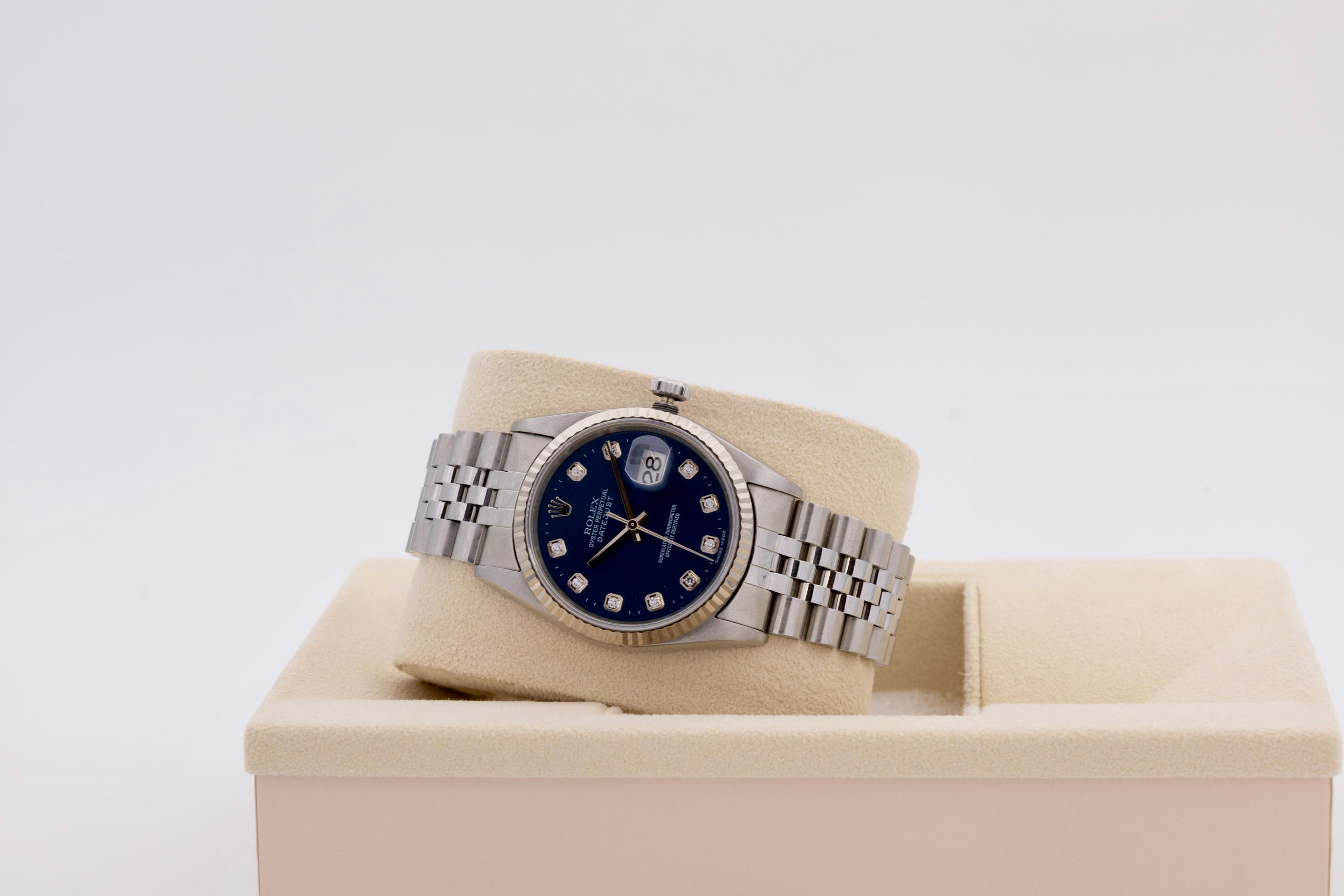 Rolex Datejust 16234 quadrante blu e diamanti del 1998