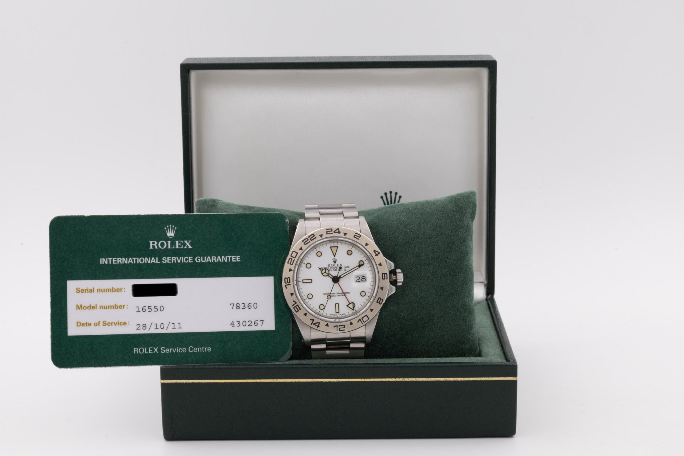 Rolex Explorer II 16550 quadrante bianco Chicchi di Mais del 1986 con service Rolex