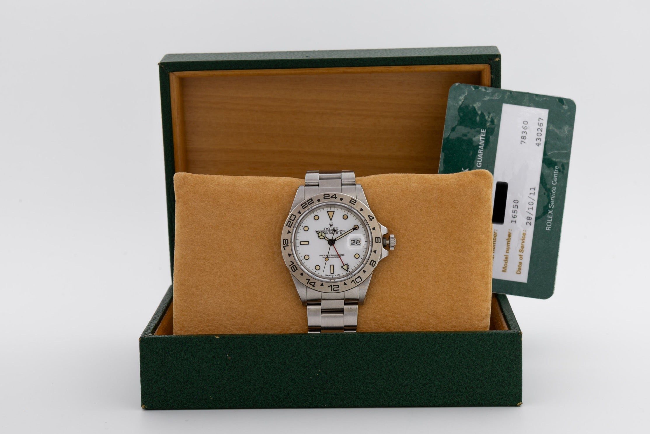 Rolex Explorer II 16550 quadrante bianco Chicchi di Mais del 1986 con service Rolex