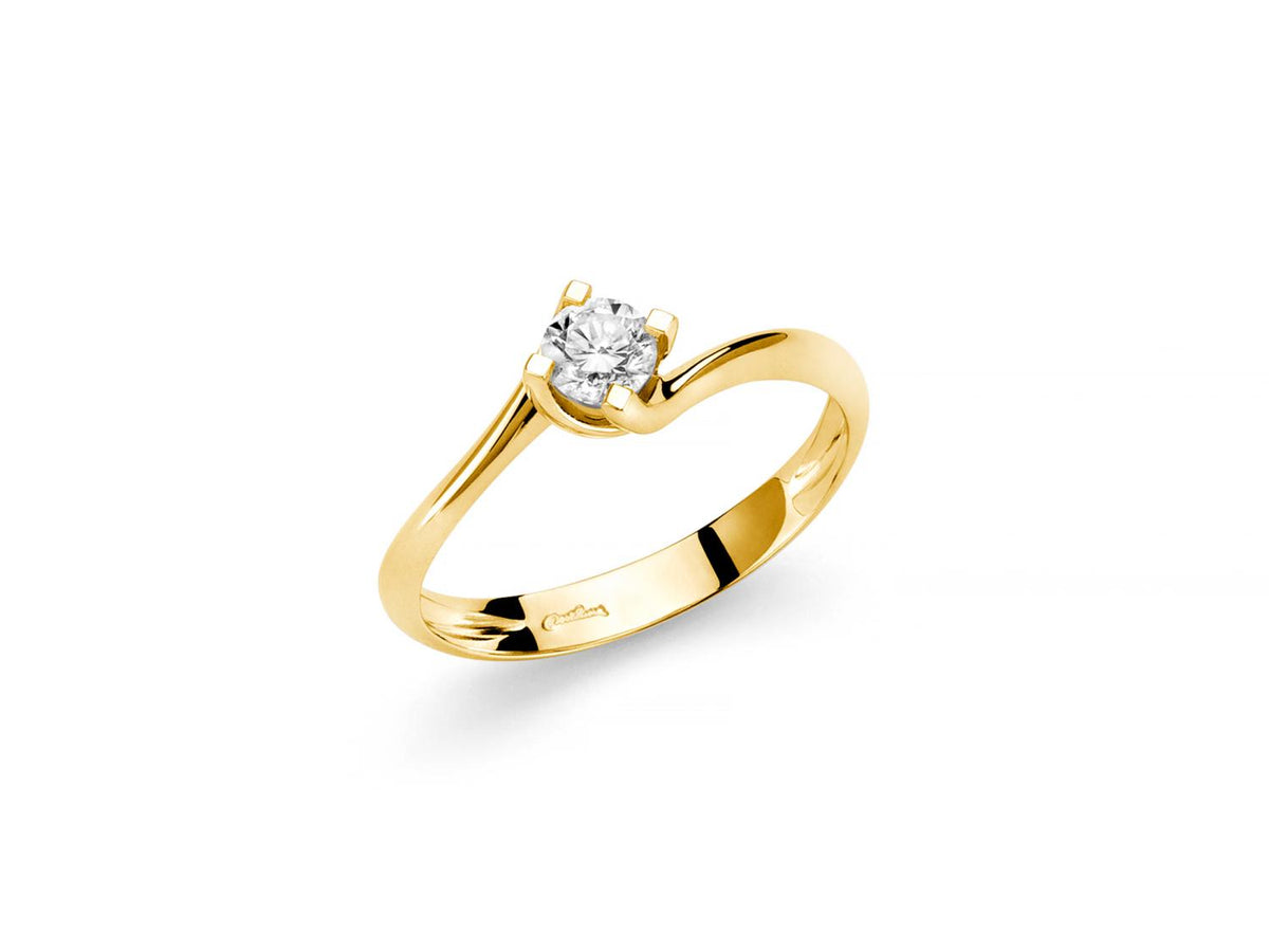 Anello solitario oro giallo e diamanti, Valentino, Miluna