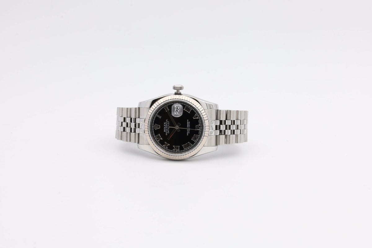 Rolex Datejust 116234 quadrante nero e numeri romani Jubilee del 2012