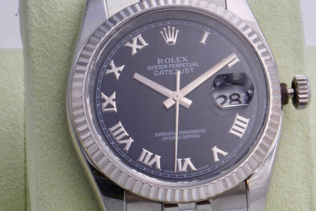 Rolex Datejust 116234 quadrante nero e numeri romani Jubilee del 2012
