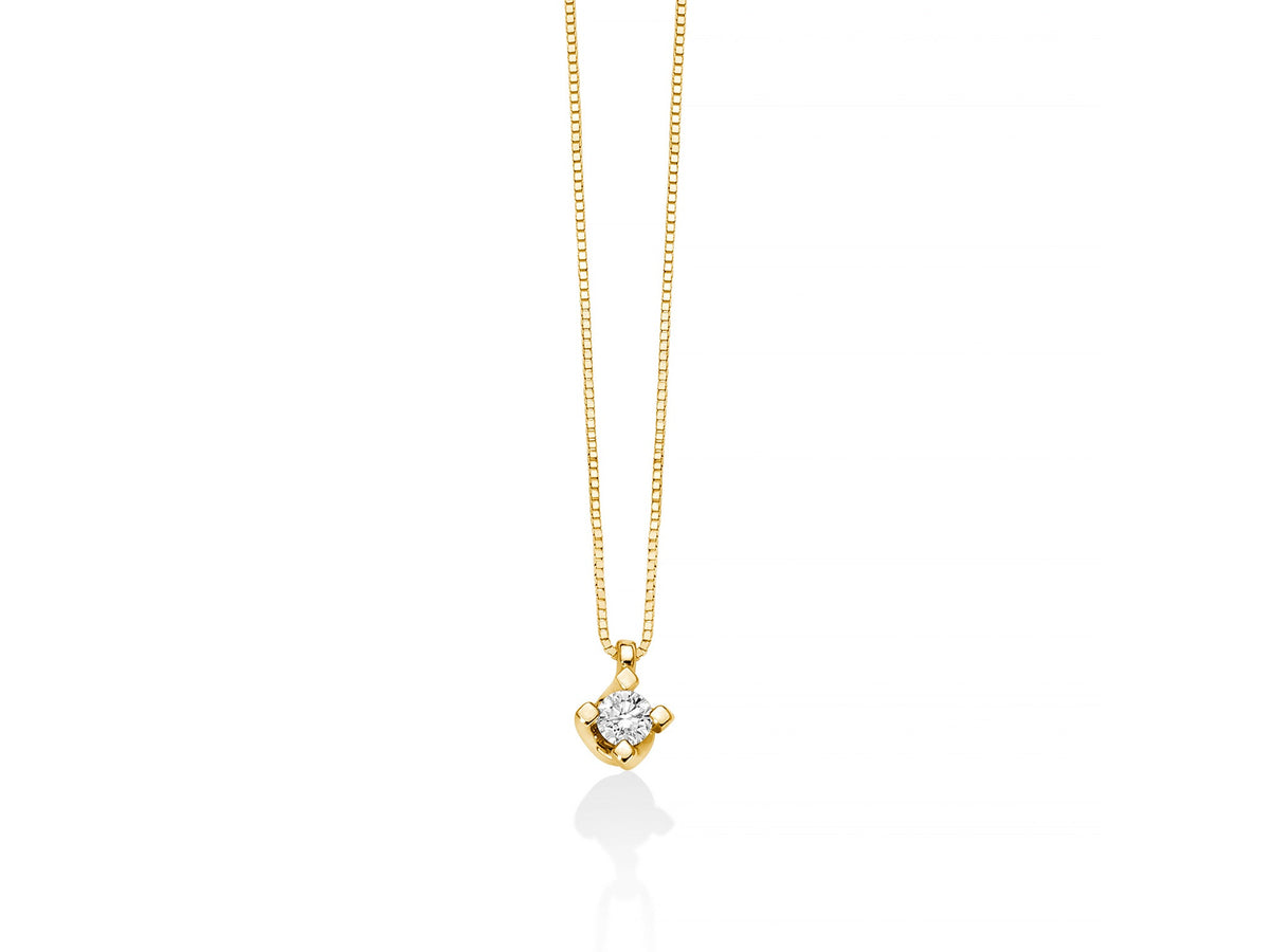 Collana punto luce in oro giallo e diamanti, Valentino, Miluna