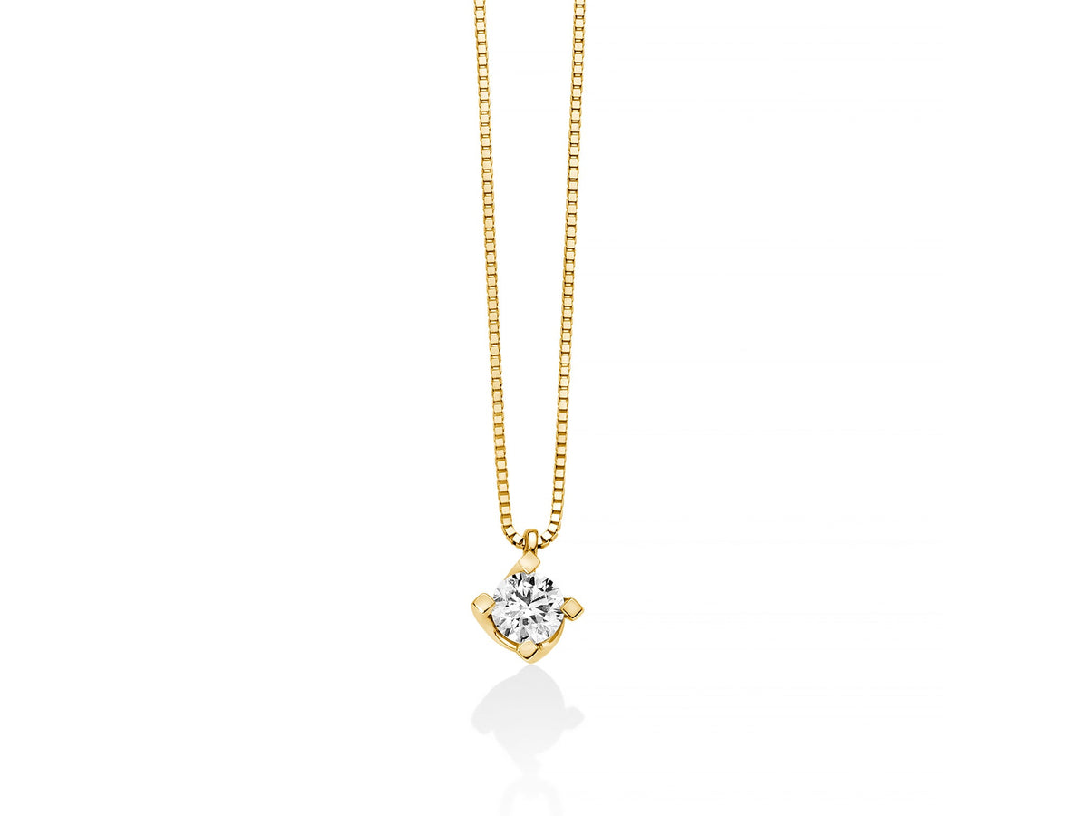 Collana punto luce in oro giallo e diamanti, Valentino, Miluna