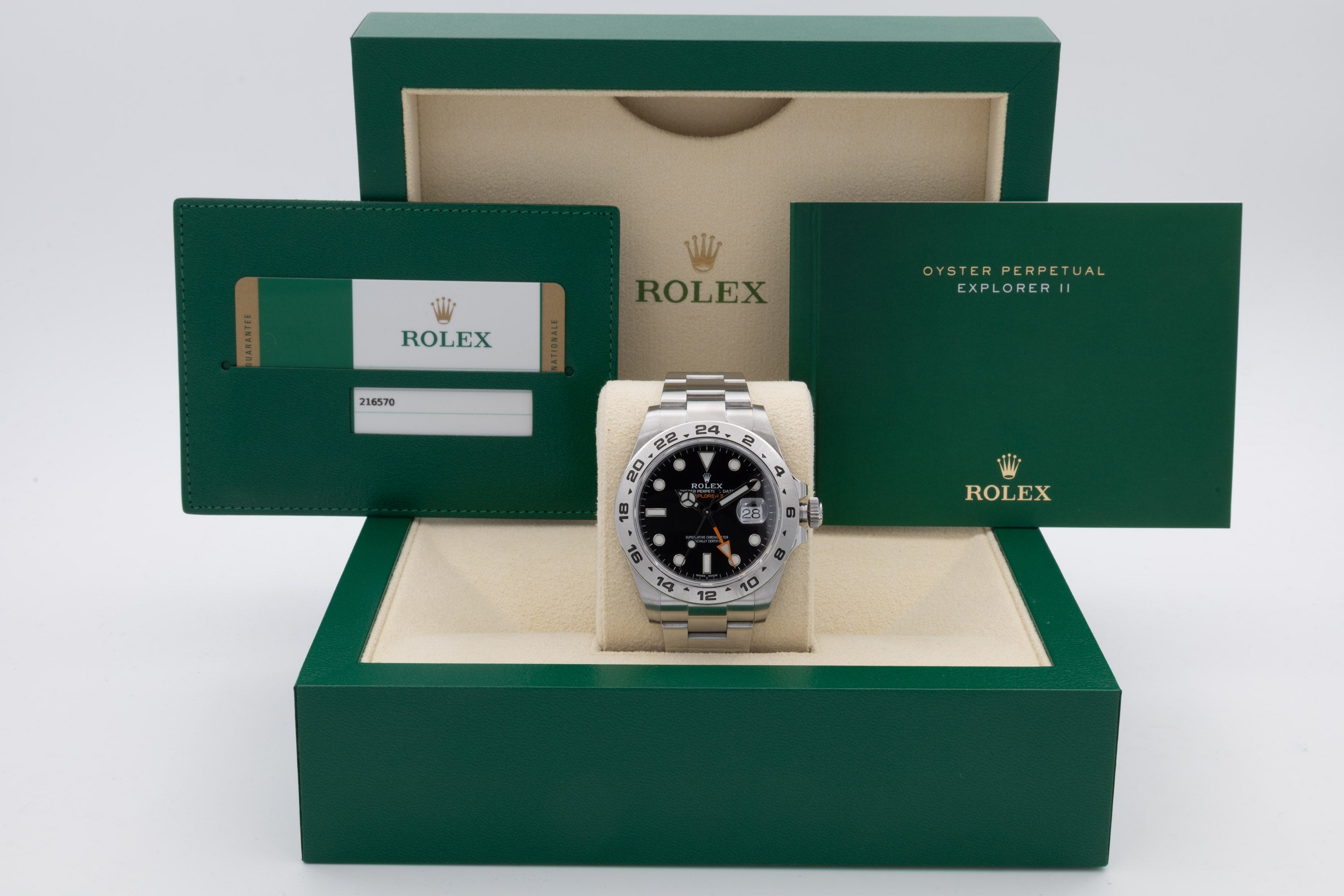 Rolex Explorer II 216570 quadrante nero del 2018