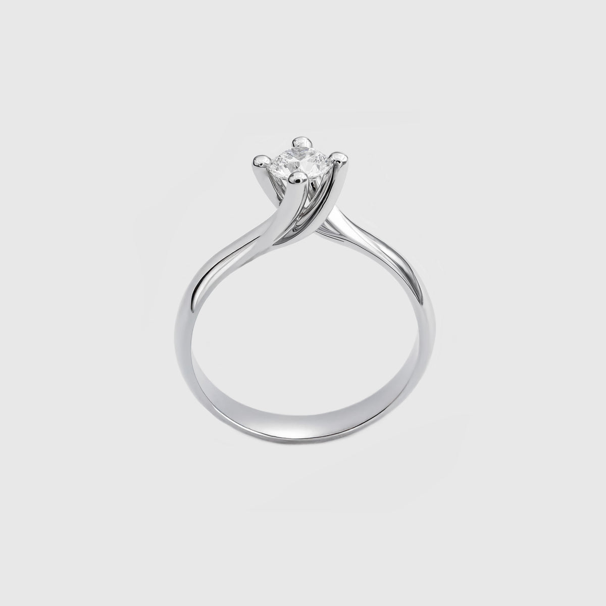 Anello solitario Twist of Love in oro bianco e diamante ct. 0,50 Ferro Atelier