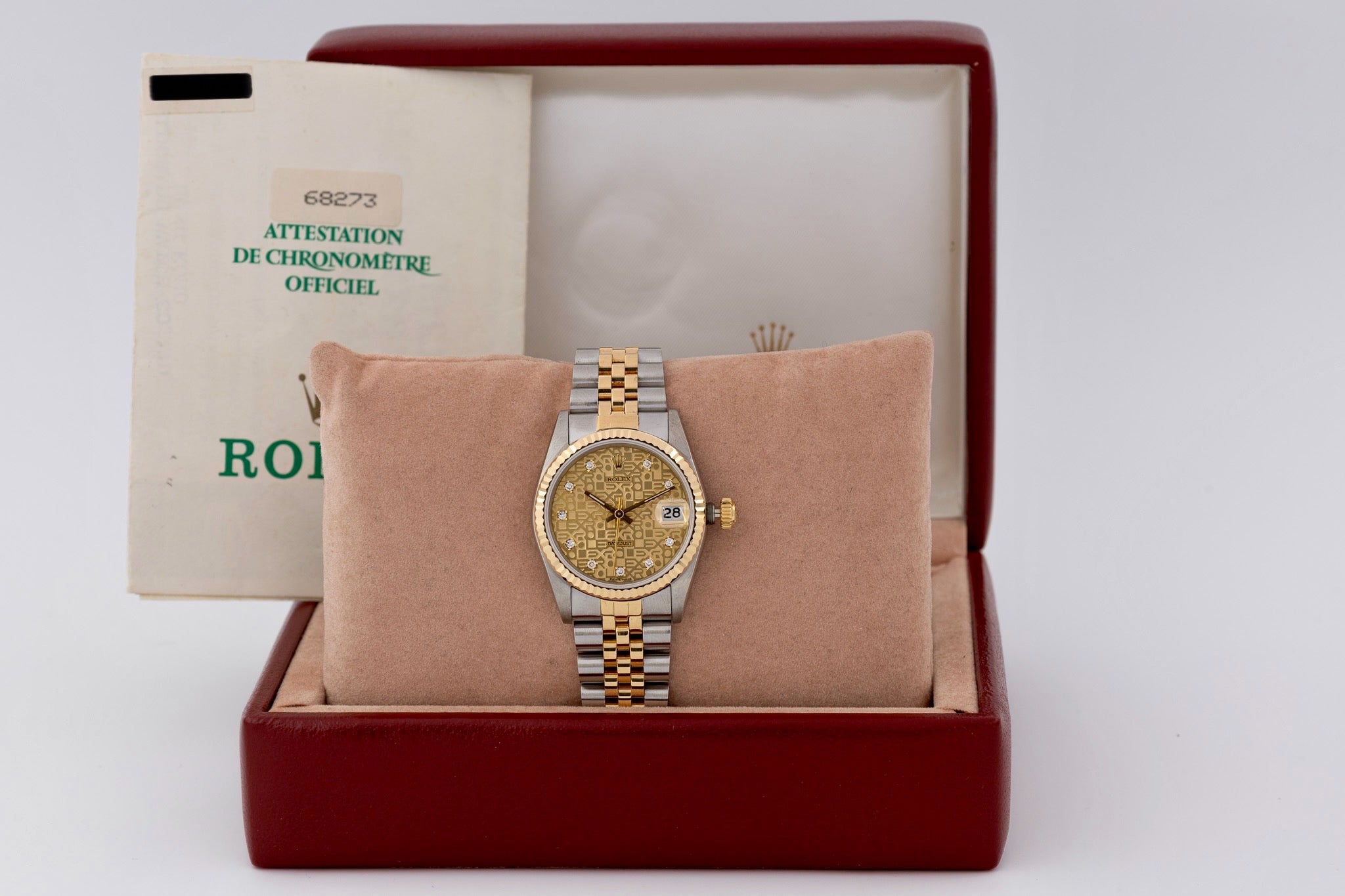 Rolex Datejust 68273 quadrante champagne anniversario e diamanti del 1993