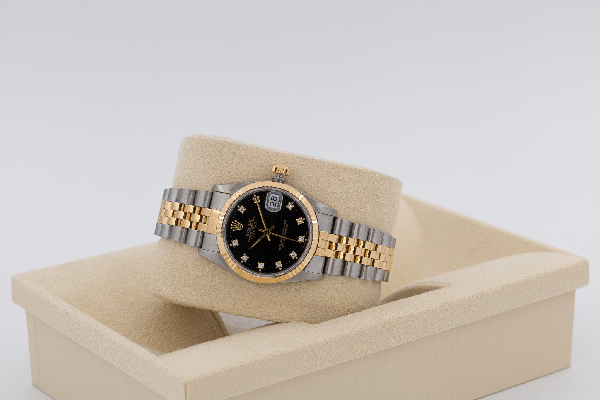 Rolex Datejust 68273 quadrante nero anniversario e diamanti del 1986